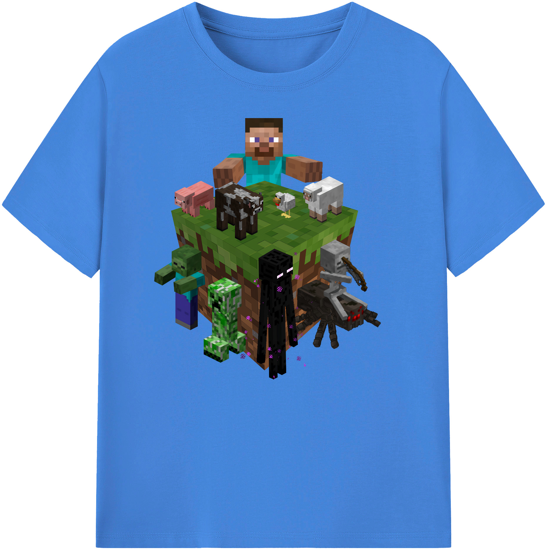 （画像用） マインクラフト ブロックの世界 Minecraft MC Block world 綿100％ メンズ半袖Tシャツ｜肌触りやわらか＆通気性