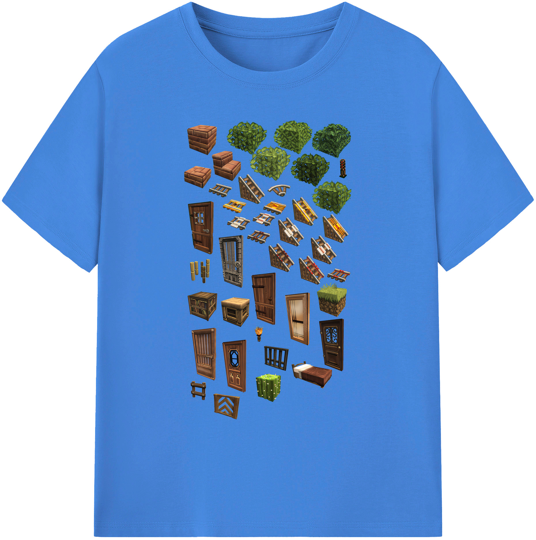 （画像用） マインクラフト ブロックの世界 Minecraft MC Block world 綿100％ メンズ半袖Tシャツ｜肌触りやわらか＆通気性