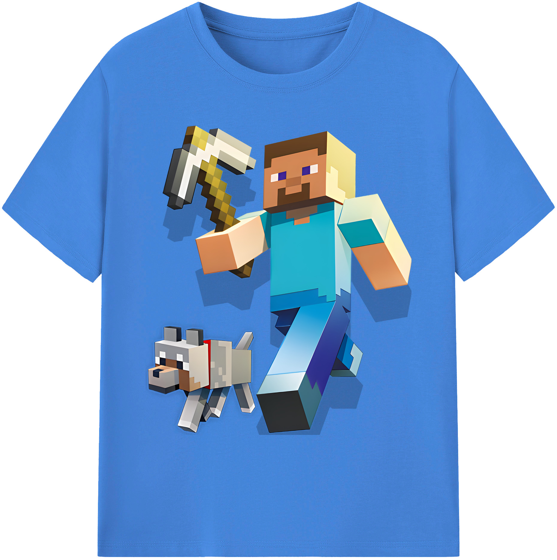 （画像用） マインクラフト ブロックの世界 Minecraft MC Block world 綿100％ メンズ半袖Tシャツ｜肌触りやわらか＆通気性