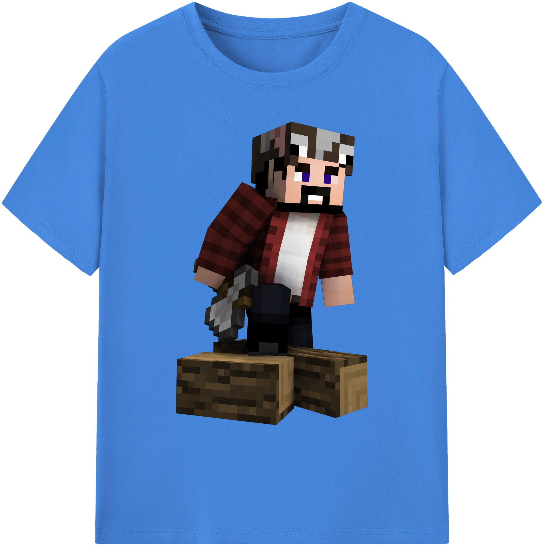 （画像用） マインクラフト ブロックの世界 Minecraft MC Block world 綿100％ メンズ半袖Tシャツ｜肌触りやわらか＆通気性