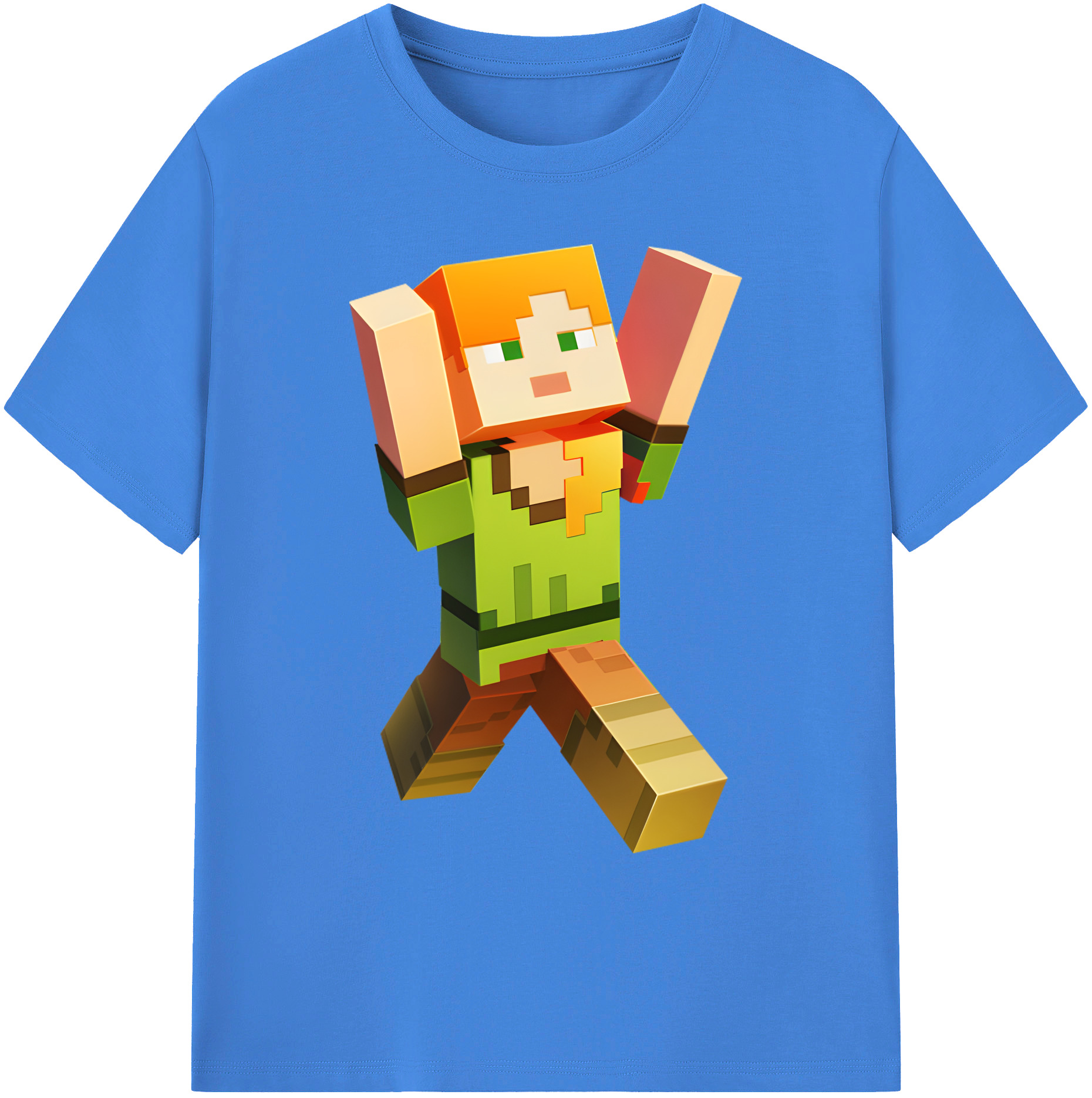 （画像用） マインクラフト ブロックの世界 Minecraft MC Block world 綿100％ メンズ半袖Tシャツ｜肌触りやわらか＆通気性
