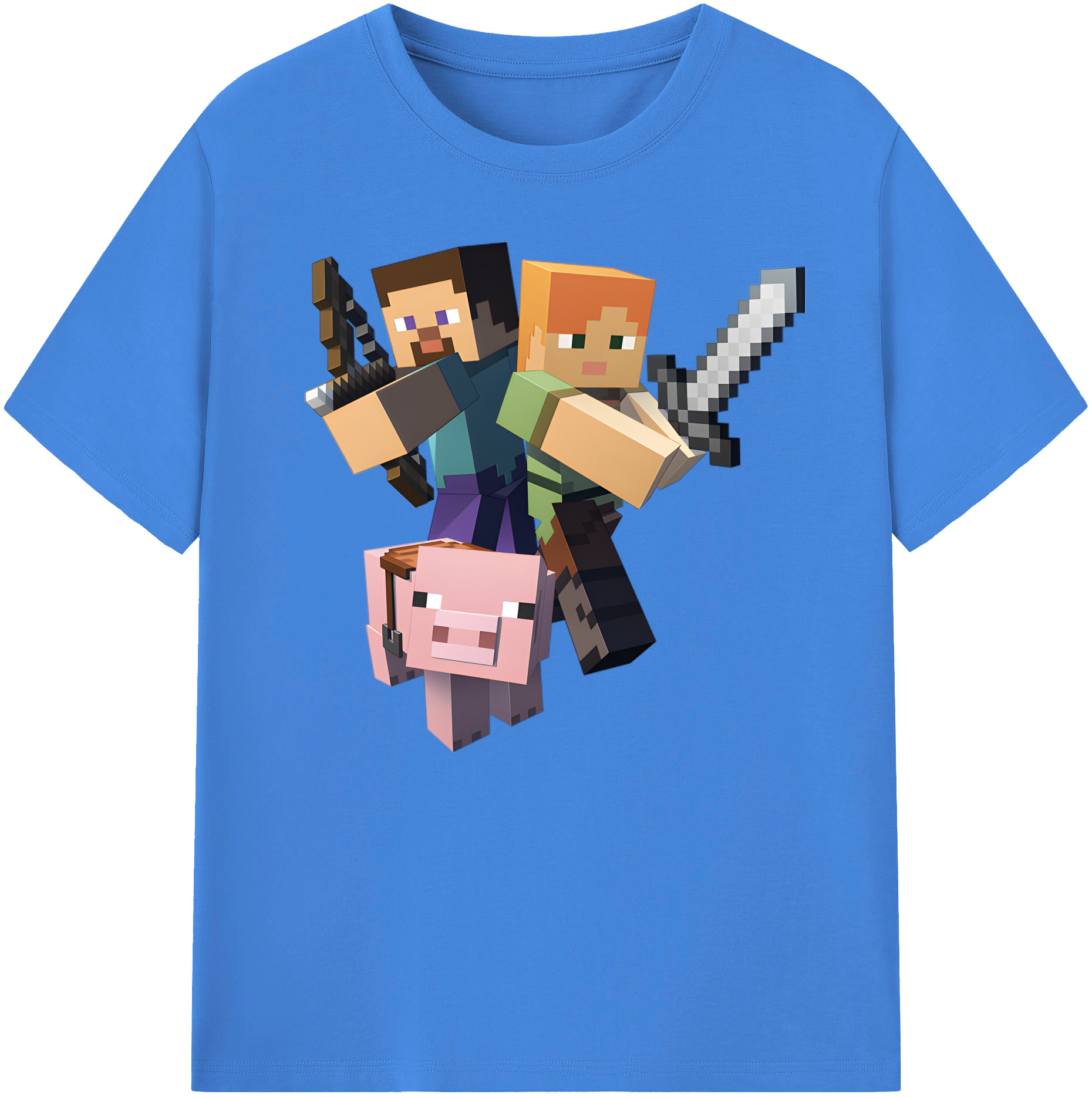 （画像用） マインクラフト ブロックの世界 Minecraft MC Block world 綿100％ メンズ半袖Tシャツ｜肌触りやわらか＆通気性