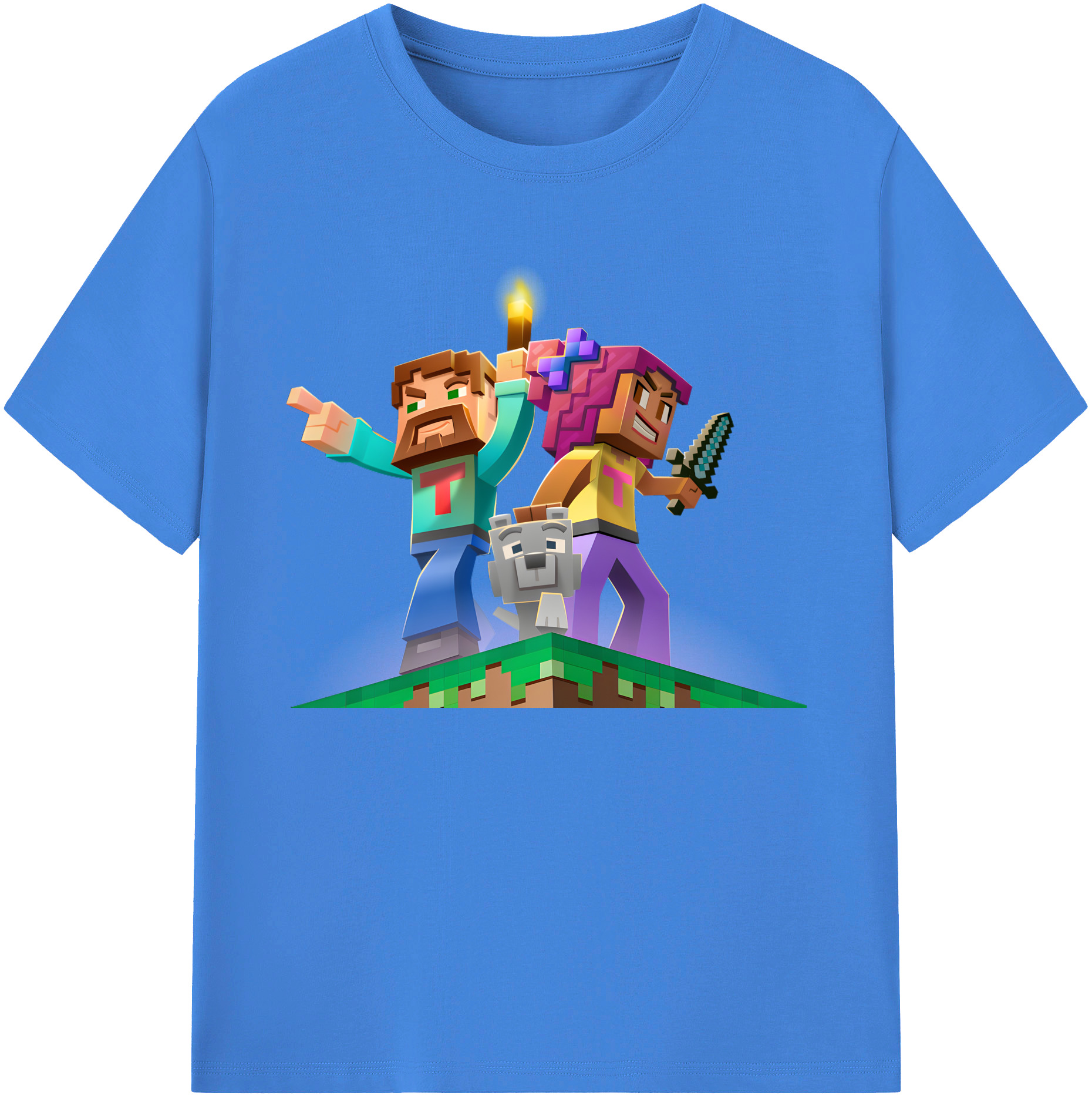 （画像用） マインクラフト ブロックの世界 Minecraft MC Block world 綿100％ メンズ半袖Tシャツ｜肌触りやわらか＆通気性