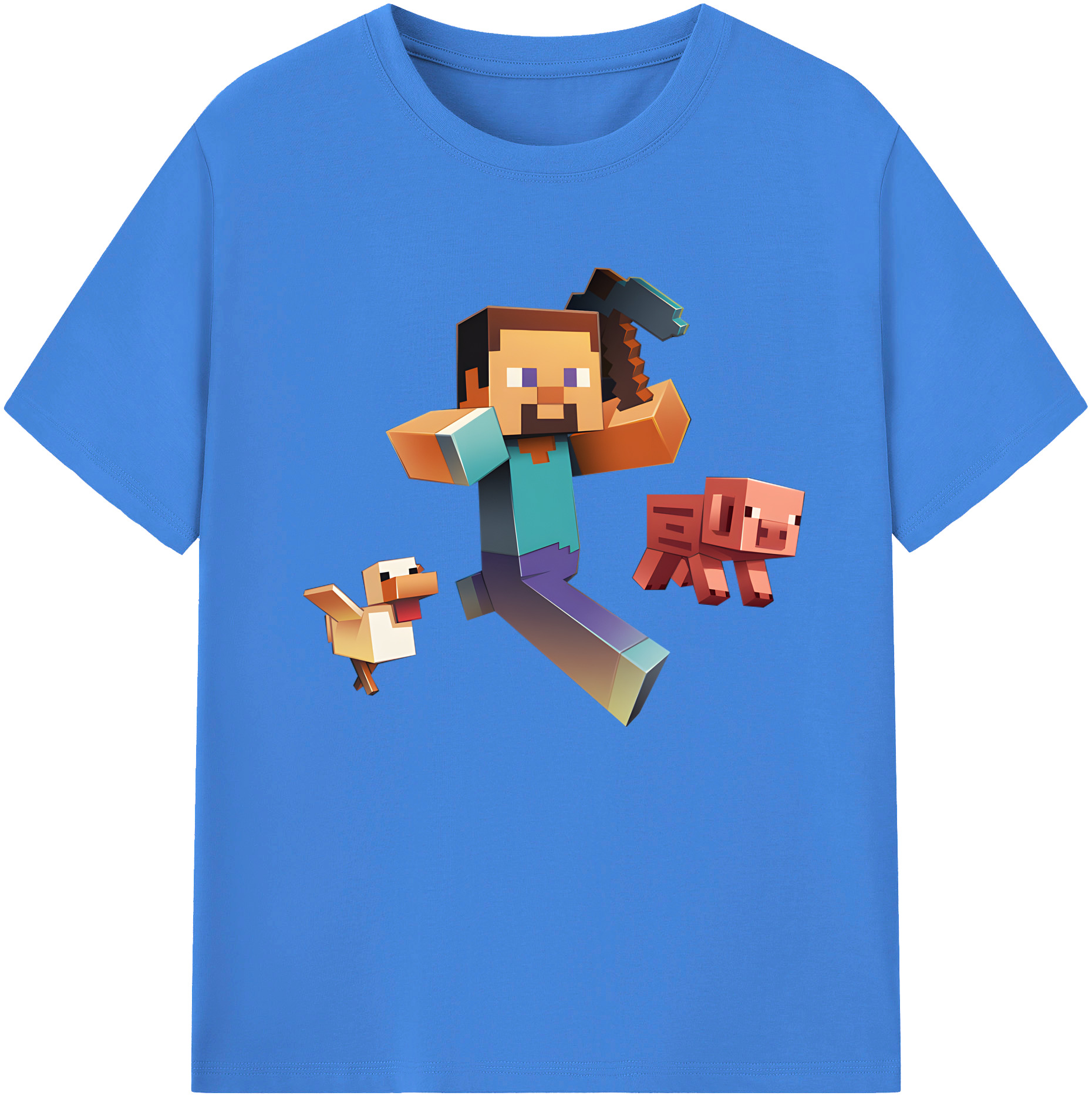（画像用） マインクラフト ブロックの世界 Minecraft MC Block world 綿100％ メンズ半袖Tシャツ｜肌触りやわらか＆通気性