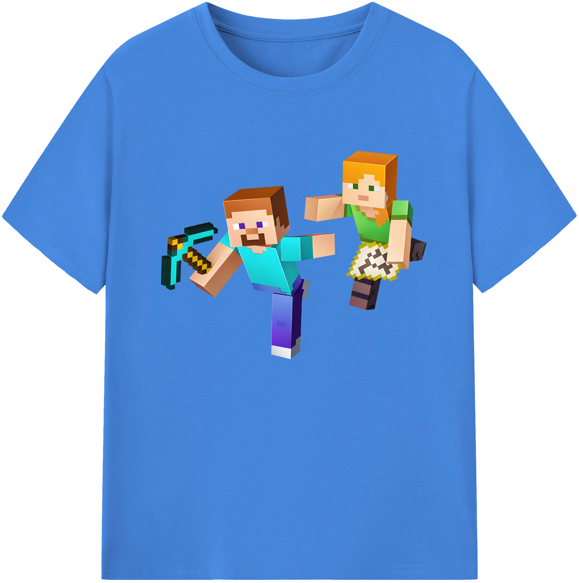 （画像用） マインクラフト ブロックの世界 Minecraft MC Block world 綿100％ メンズ半袖Tシャツ｜肌触りやわらか＆通気性