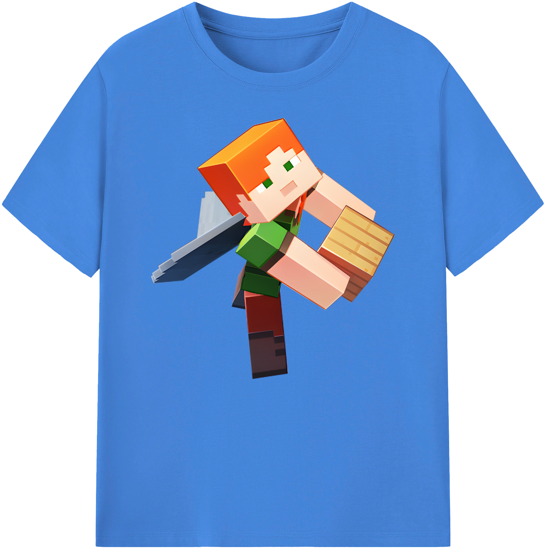 （画像用） マインクラフト ブロックの世界 Minecraft MC Block world 綿100％ メンズ半袖Tシャツ｜肌触りやわらか＆通気性