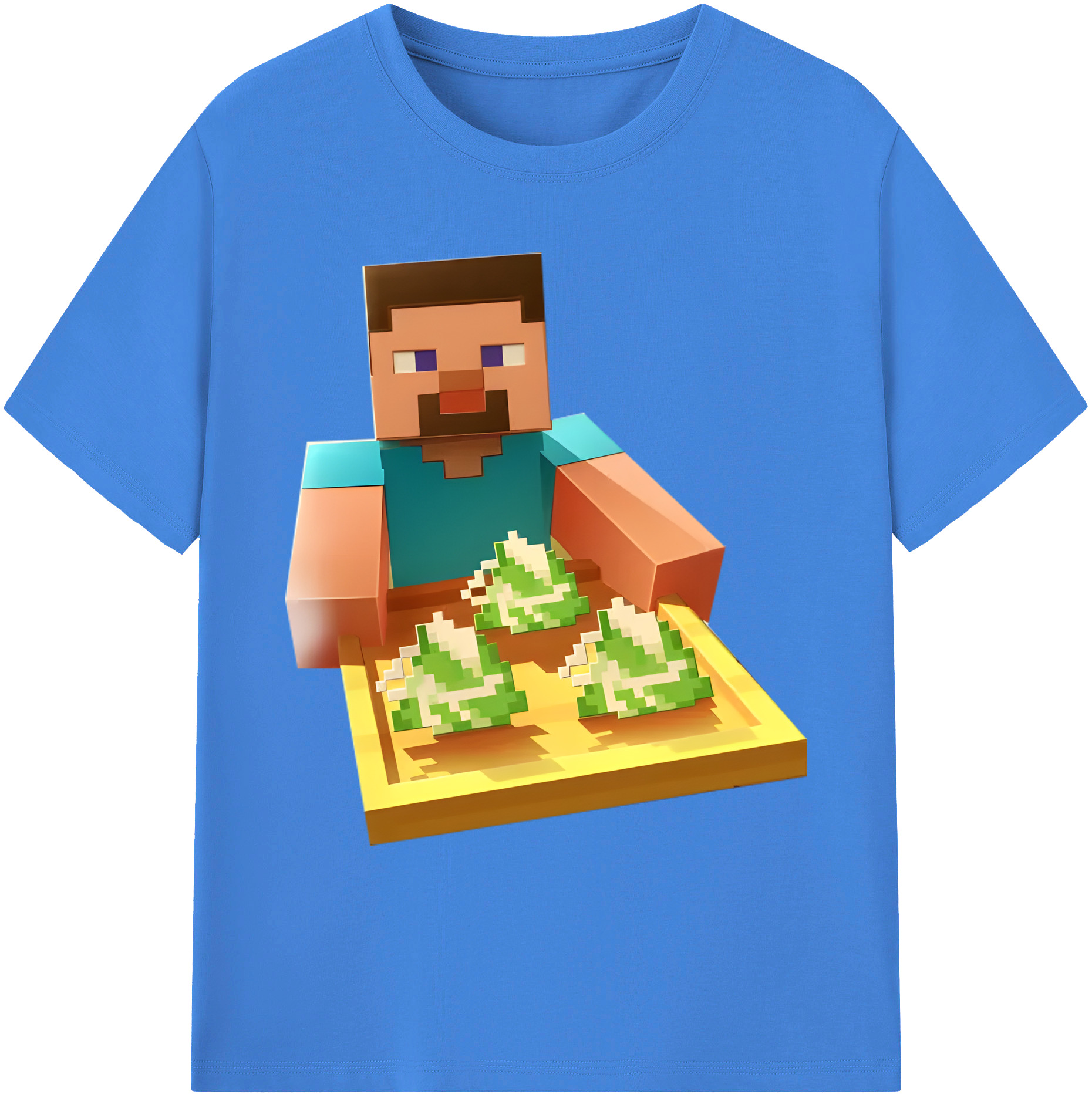 （画像用） マインクラフト ブロックの世界 Minecraft MC Block world 綿100％ メンズ半袖Tシャツ｜肌触りやわらか＆通気性