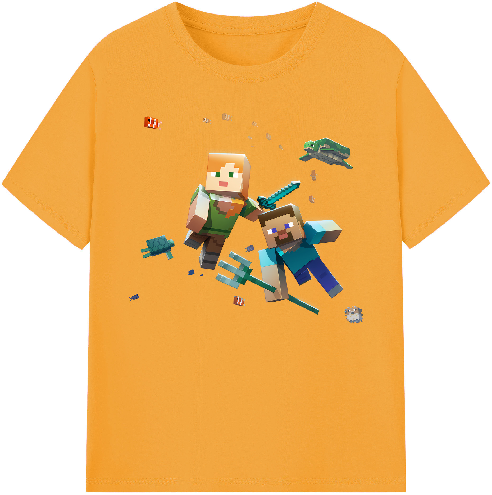 （画像用） マインクラフト ブロックの世界 Minecraft MC Block world 綿100％ メンズ半袖Tシャツ｜肌触りやわらか＆通気性