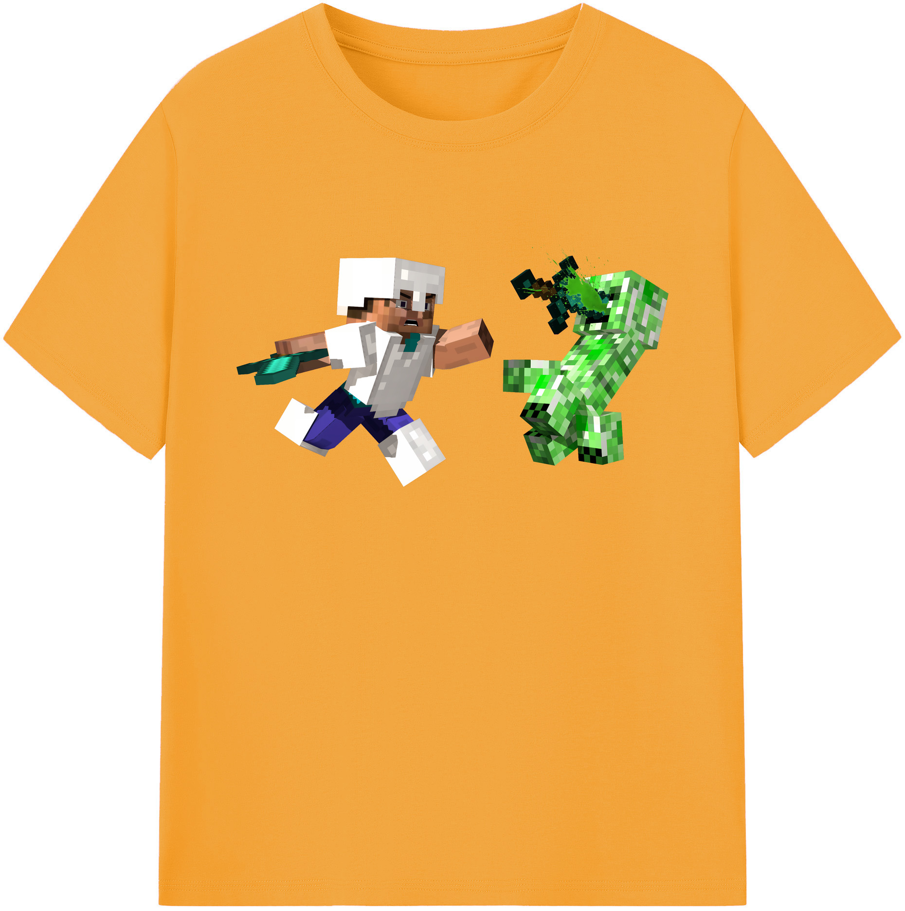 （画像用） マインクラフト ブロックの世界 Minecraft MC Block world 綿100％ メンズ半袖Tシャツ｜肌触りやわらか＆通気性