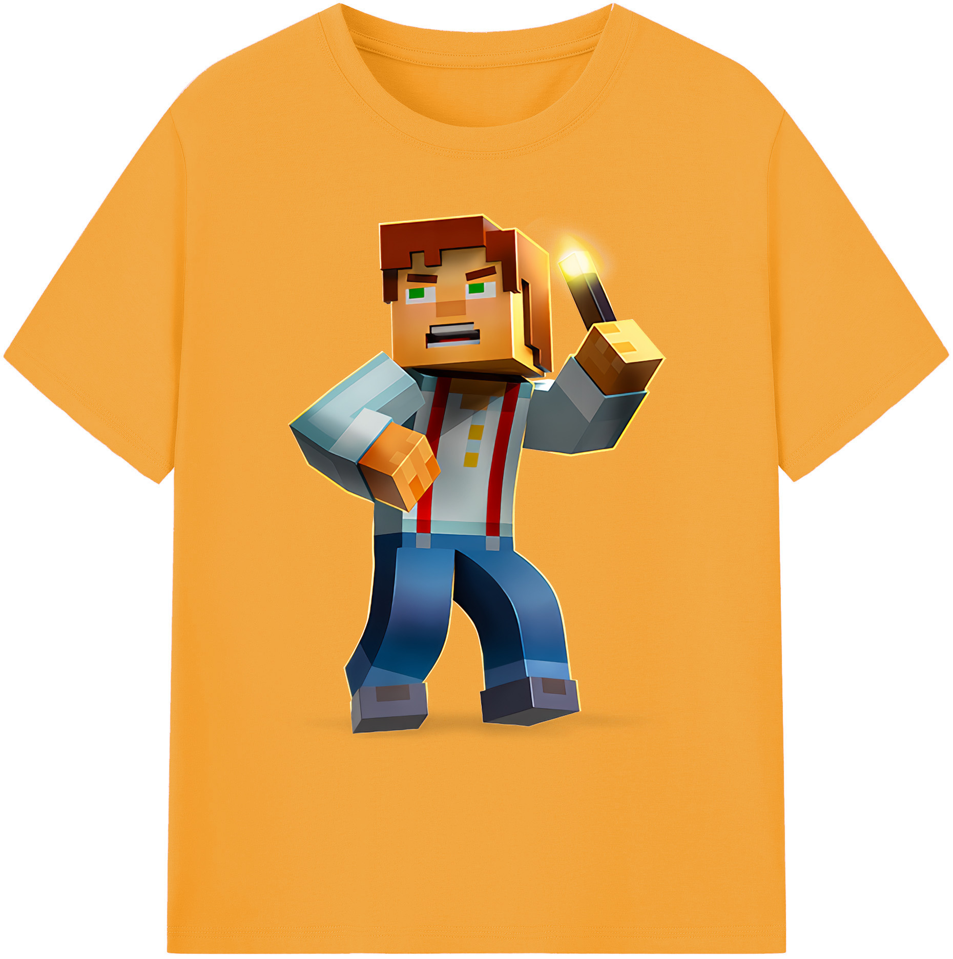（画像用） マインクラフト ブロックの世界 Minecraft MC Block world 綿100％ メンズ半袖Tシャツ｜肌触りやわらか＆通気性