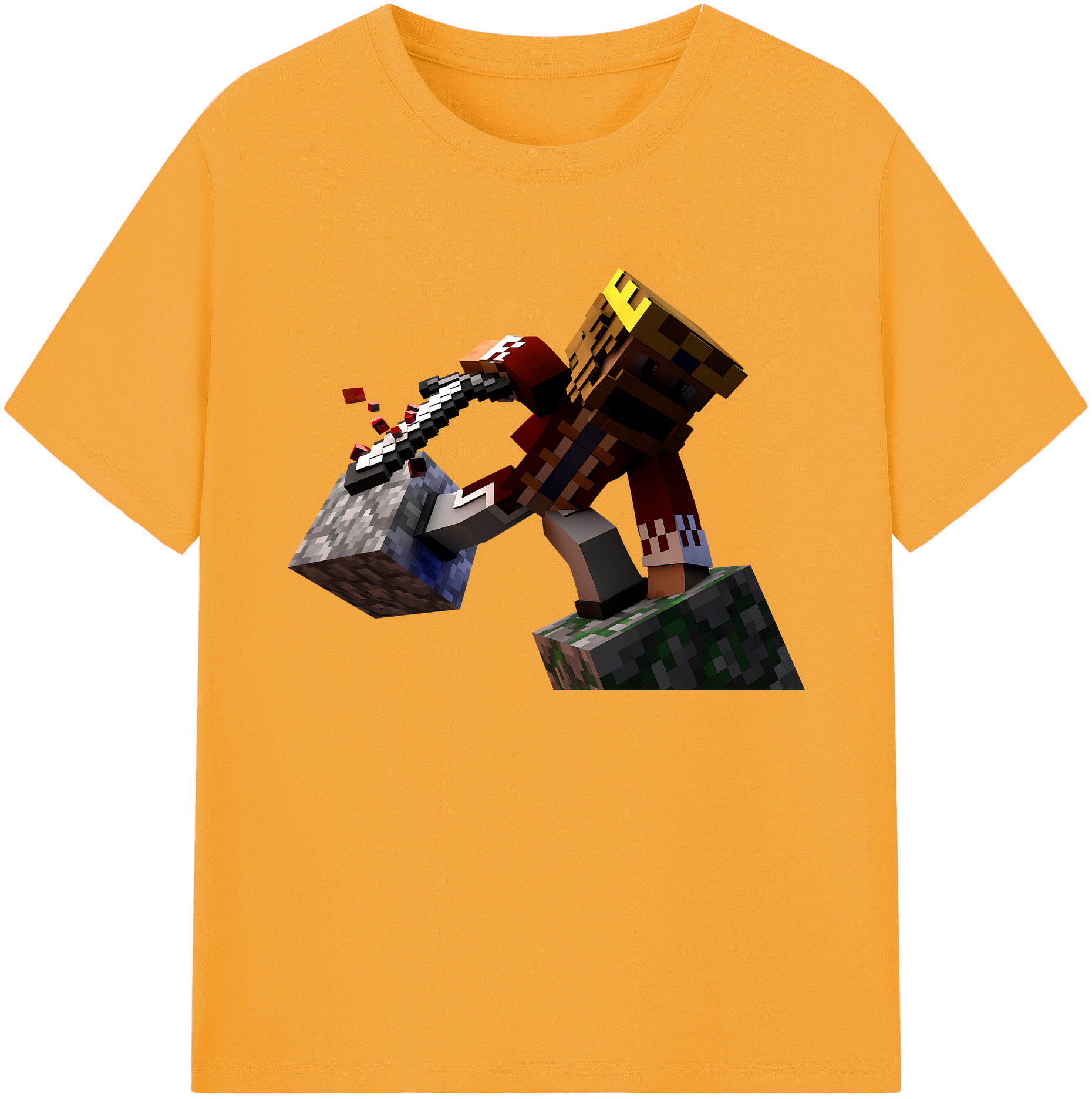 （画像用） マインクラフト ブロックの世界 Minecraft MC Block world 綿100％ メンズ半袖Tシャツ｜肌触りやわらか＆通気性
