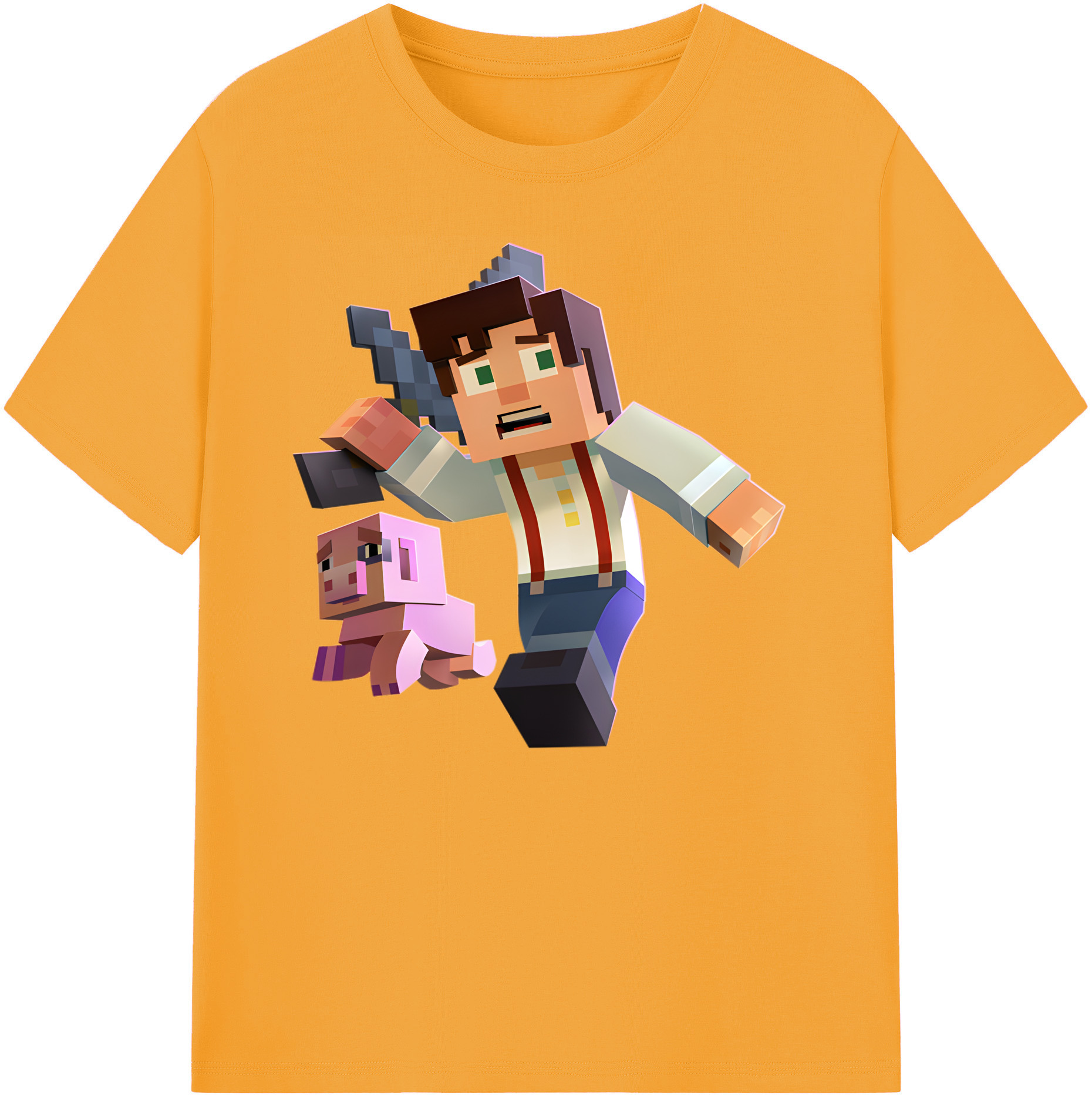 （画像用） マインクラフト ブロックの世界 Minecraft MC Block world 綿100％ メンズ半袖Tシャツ｜肌触りやわらか＆通気性