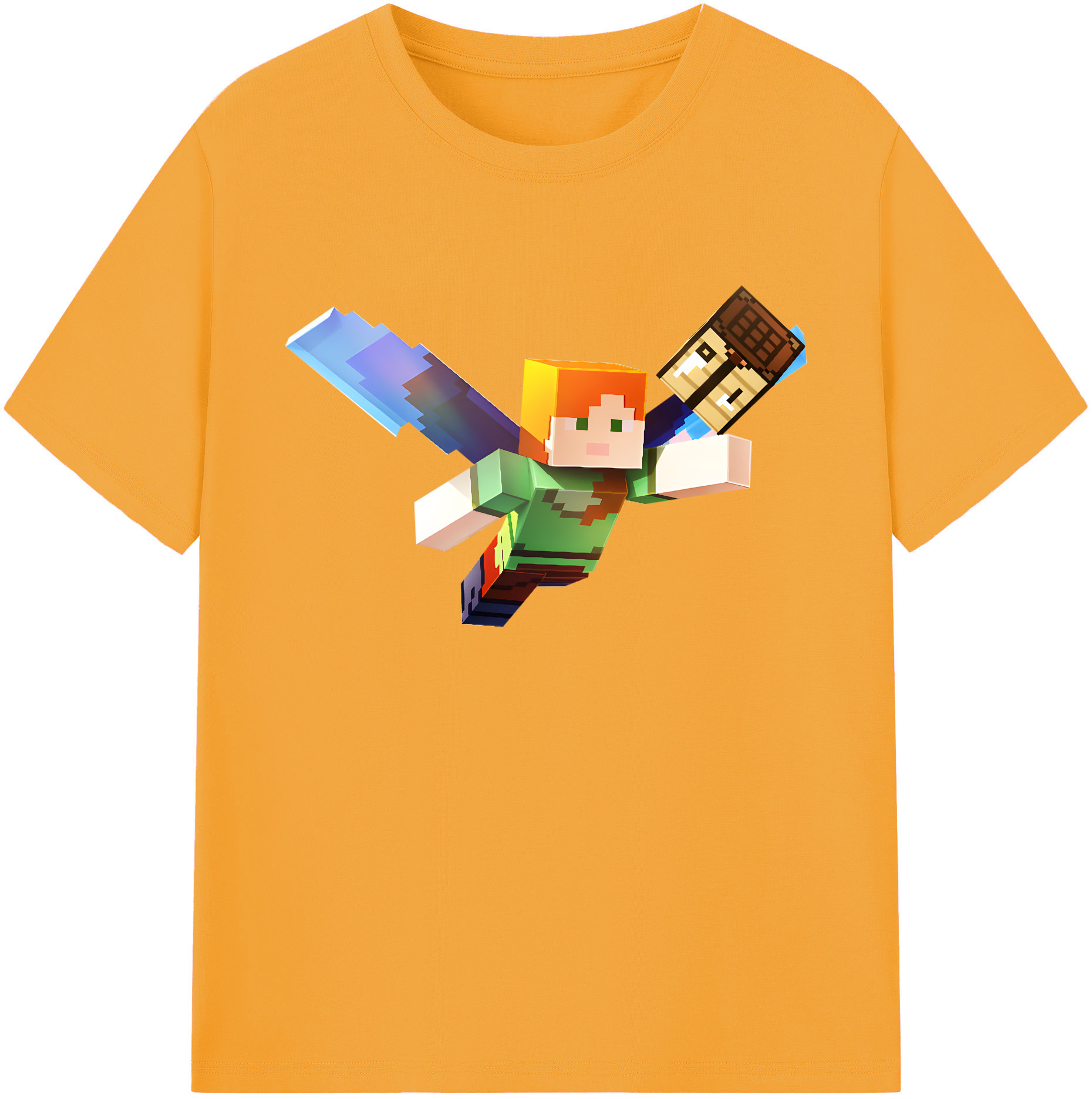 （画像用） マインクラフト ブロックの世界 Minecraft MC Block world 綿100％ メンズ半袖Tシャツ｜肌触りやわらか＆通気性