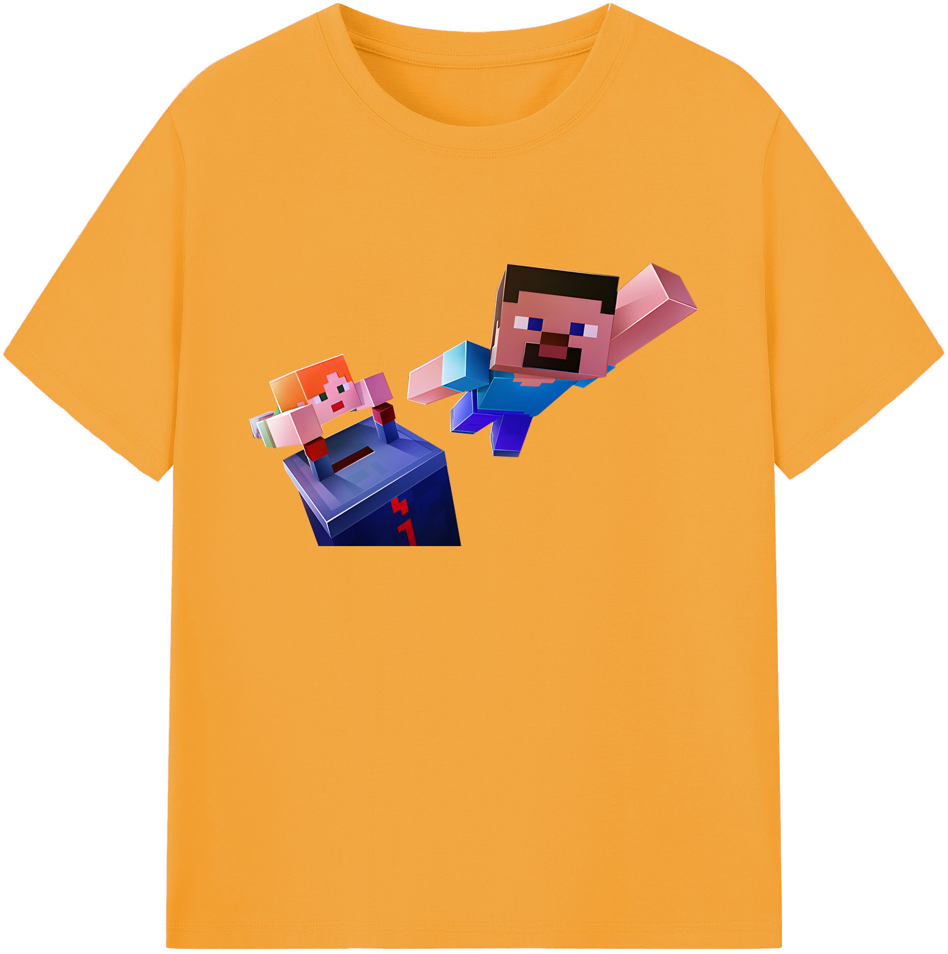 （画像用） マインクラフト ブロックの世界 Minecraft MC Block world 綿100％ メンズ半袖Tシャツ｜肌触りやわらか＆通気性