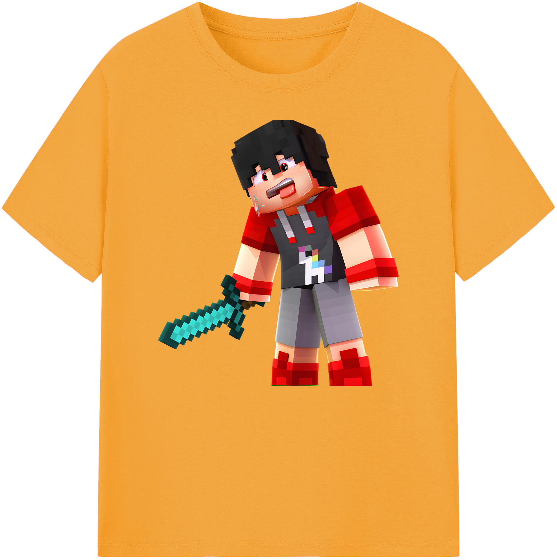（画像用） マインクラフト ブロックの世界 Minecraft MC Block world 綿100％ メンズ半袖Tシャツ｜肌触りやわらか＆通気性