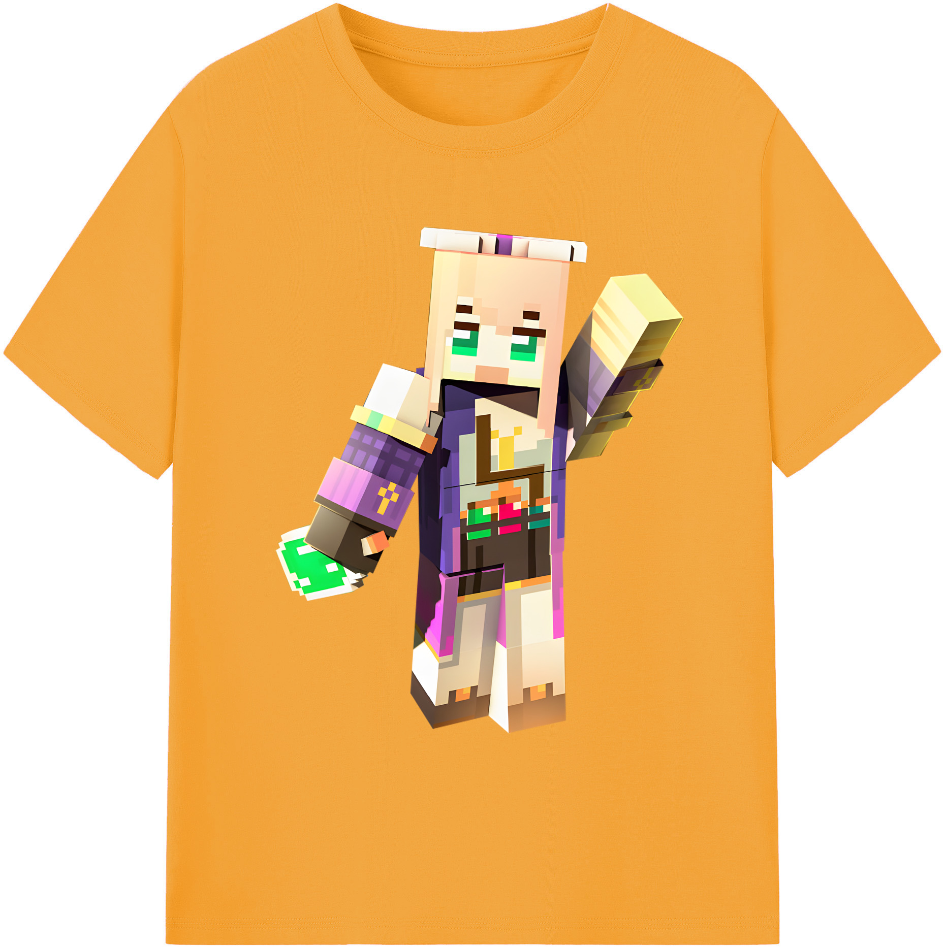 （画像用） マインクラフト ブロックの世界 Minecraft MC Block world 綿100％ メンズ半袖Tシャツ｜肌触りやわらか＆通気性