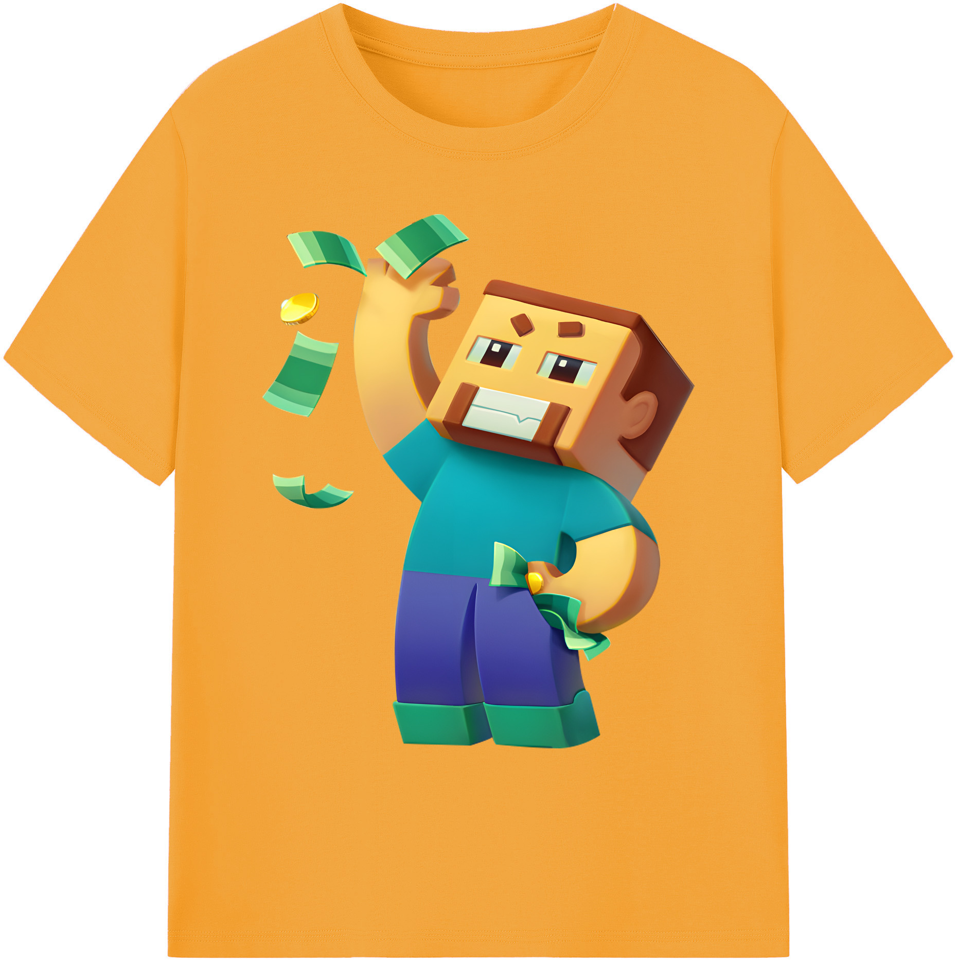 （画像用） マインクラフト ブロックの世界 Minecraft MC Block world 綿100％ メンズ半袖Tシャツ｜肌触りやわらか＆通気性