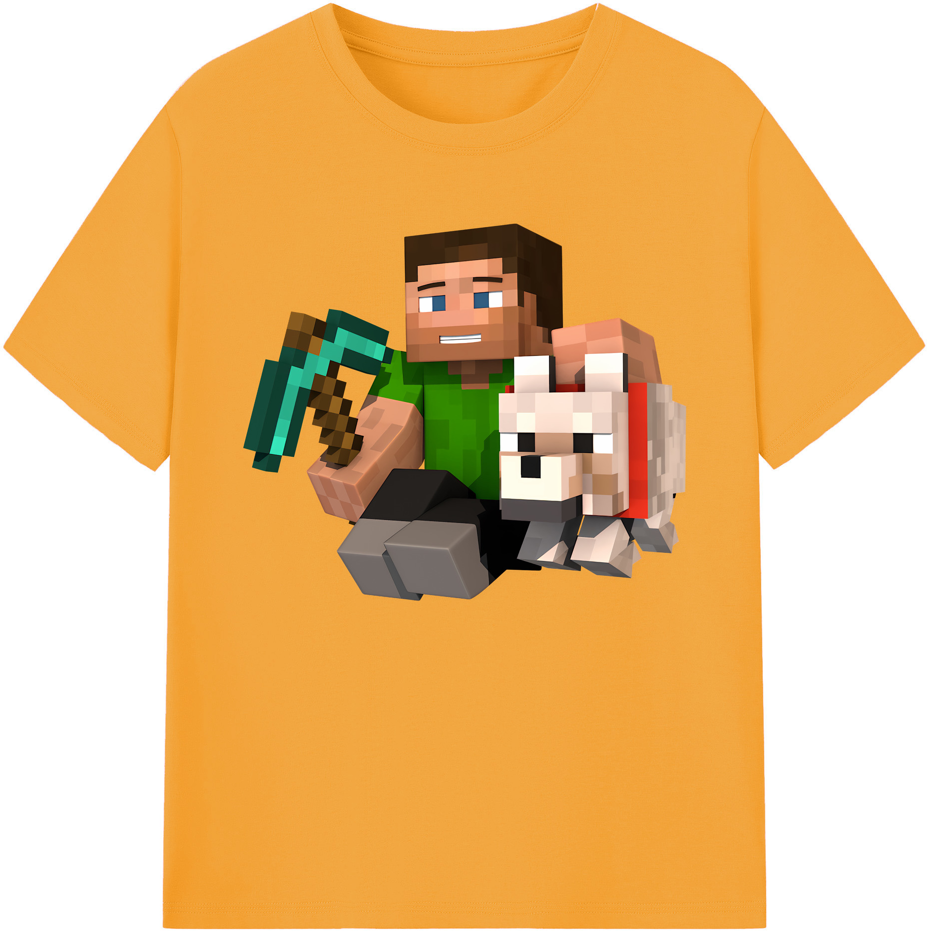 （画像用） マインクラフト ブロックの世界 Minecraft MC Block world 綿100％ メンズ半袖Tシャツ｜肌触りやわらか＆通気性