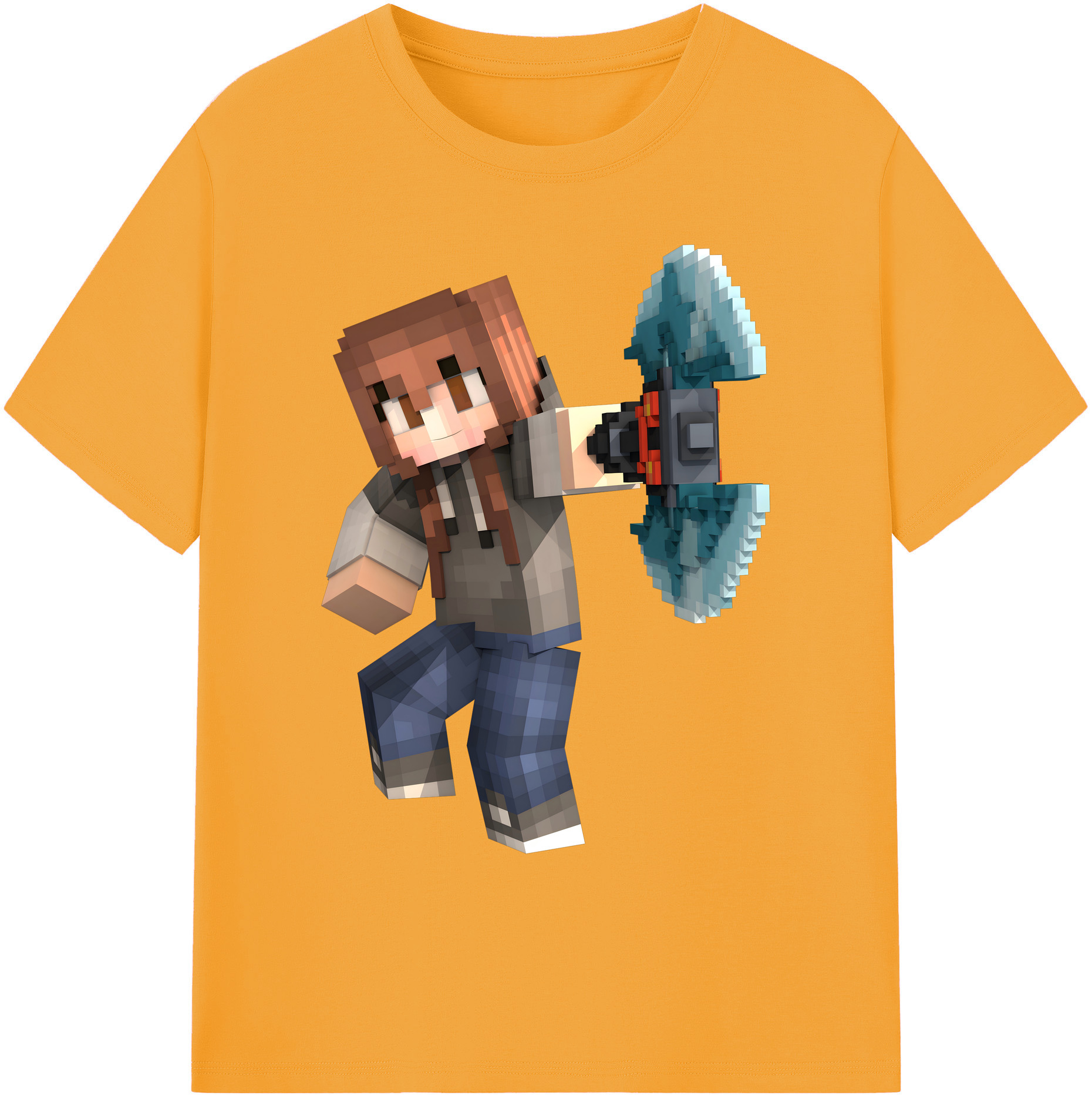 （画像用） マインクラフト ブロックの世界 Minecraft MC Block world 綿100％ メンズ半袖Tシャツ｜肌触りやわらか＆通気性