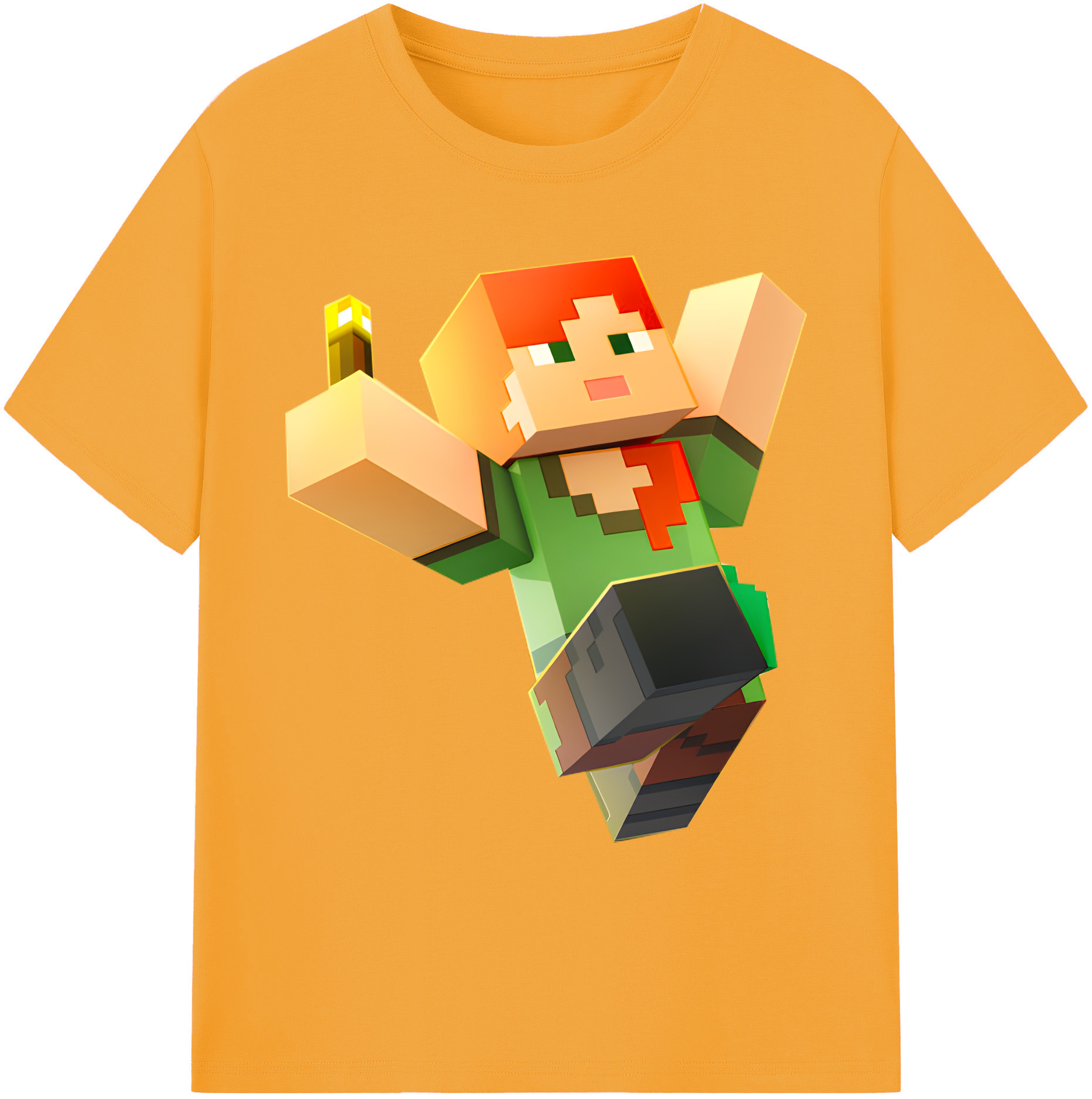 （画像用） マインクラフト ブロックの世界 Minecraft MC Block world 綿100％ メンズ半袖Tシャツ｜肌触りやわらか＆通気性