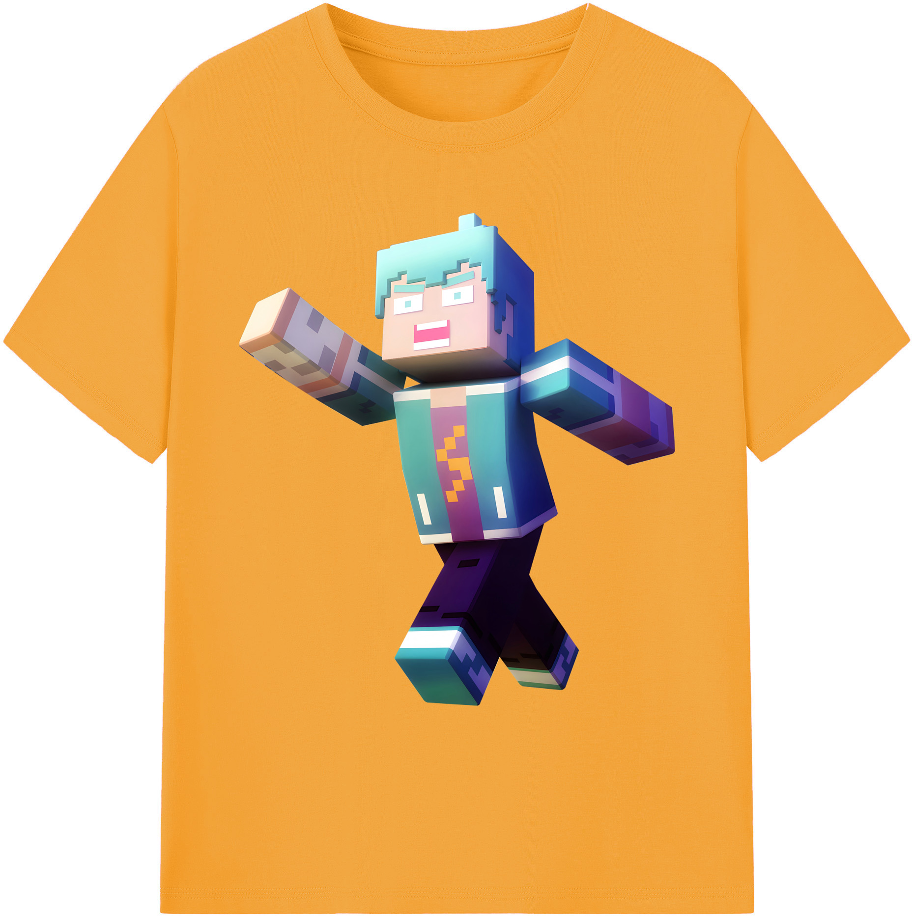 （画像用） マインクラフト ブロックの世界 Minecraft MC Block world 綿100％ メンズ半袖Tシャツ｜肌触りやわらか＆通気性