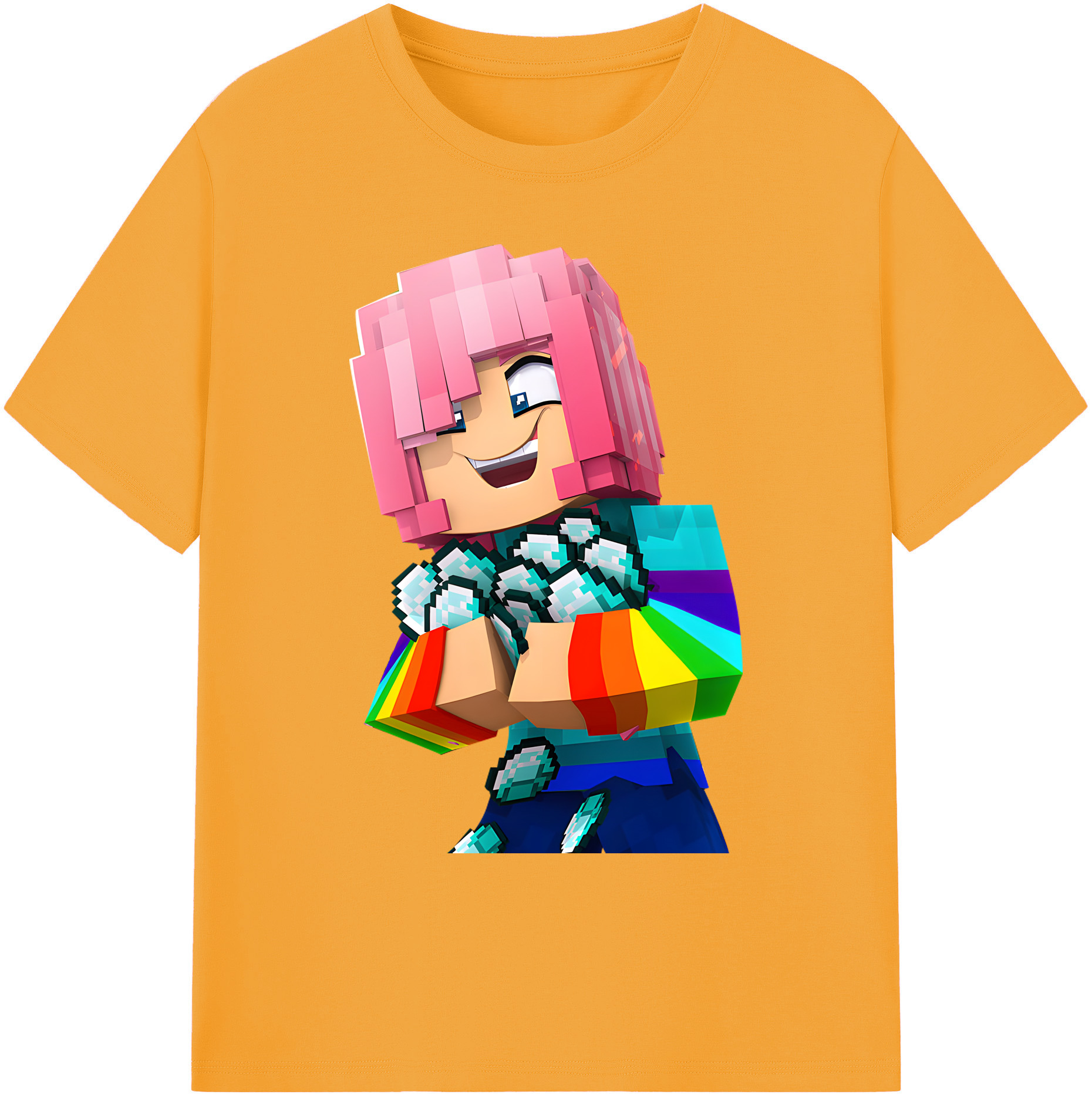 （画像用） マインクラフト ブロックの世界 Minecraft MC Block world 綿100％ メンズ半袖Tシャツ｜肌触りやわらか＆通気性