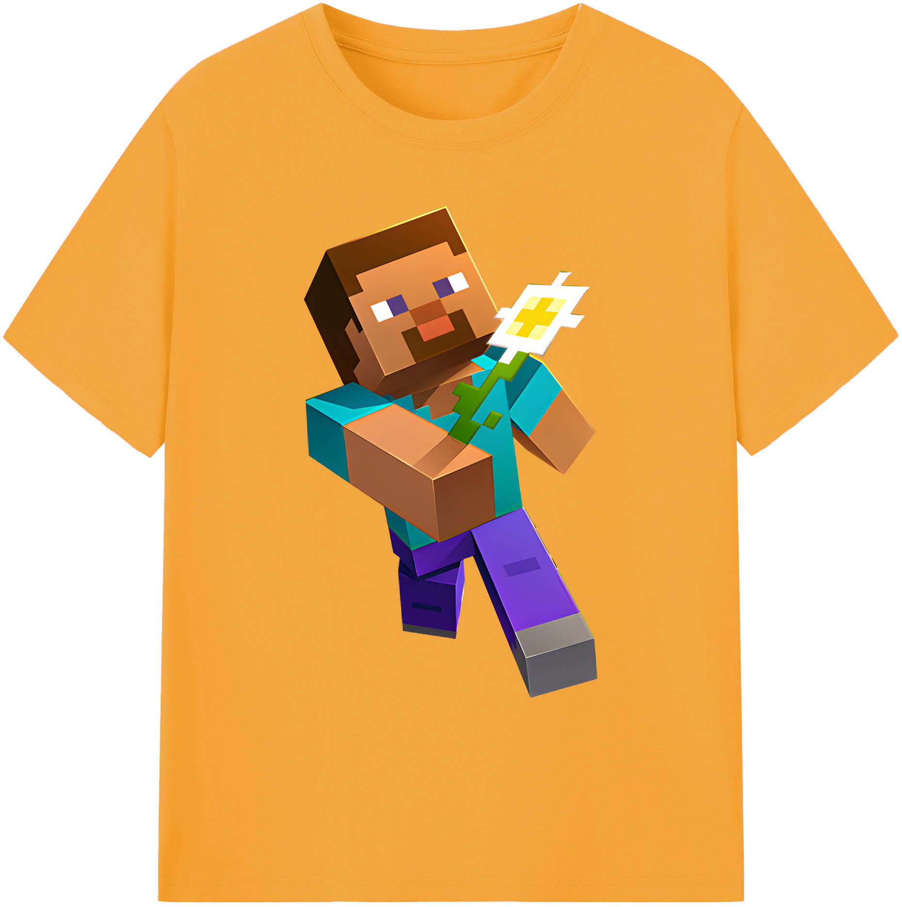 （画像用） マインクラフト ブロックの世界 Minecraft MC Block world 綿100％ メンズ半袖Tシャツ｜肌触りやわらか＆通気性