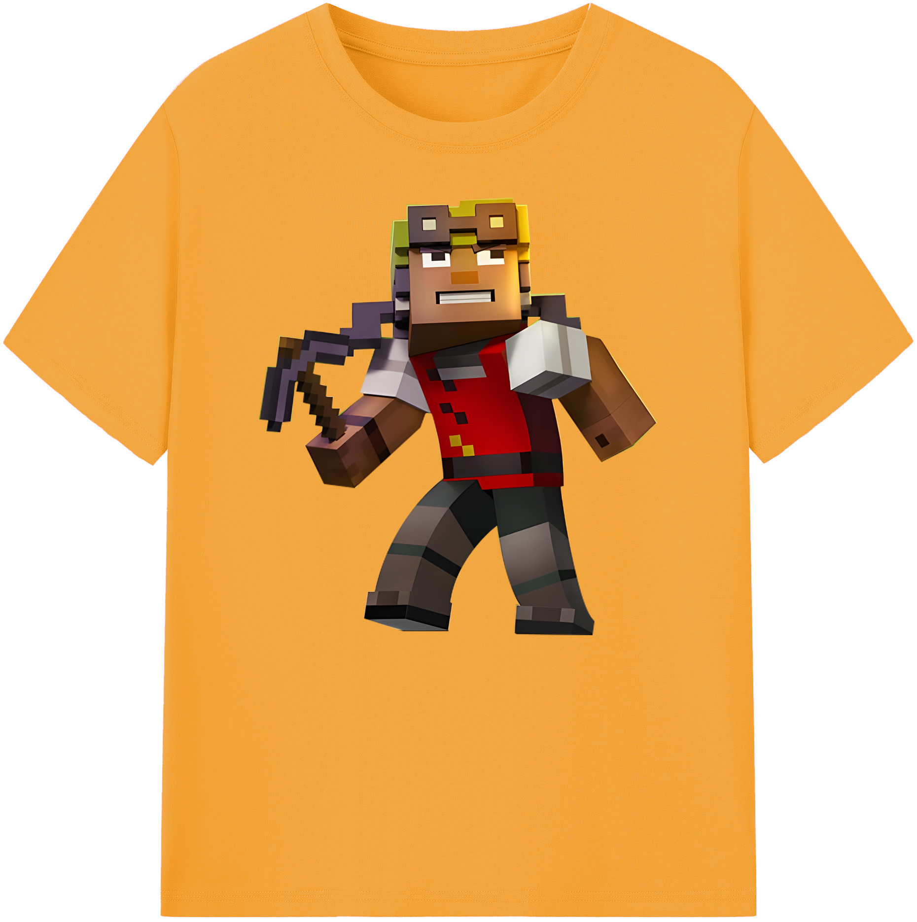 （画像用） マインクラフト ブロックの世界 Minecraft MC Block world 綿100％ メンズ半袖Tシャツ｜肌触りやわらか＆通気性