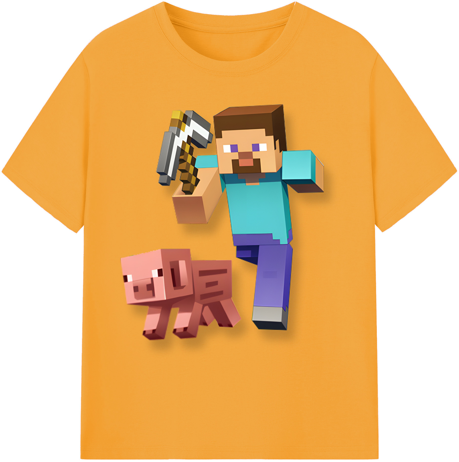 （画像用） マインクラフト ブロックの世界 Minecraft MC Block world 綿100％ メンズ半袖Tシャツ｜肌触りやわらか＆通気性