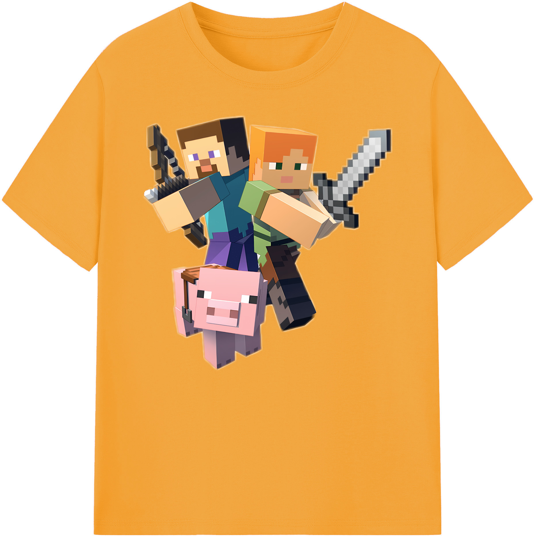 （画像用） マインクラフト ブロックの世界 Minecraft MC Block world 綿100％ メンズ半袖Tシャツ｜肌触りやわらか＆通気性