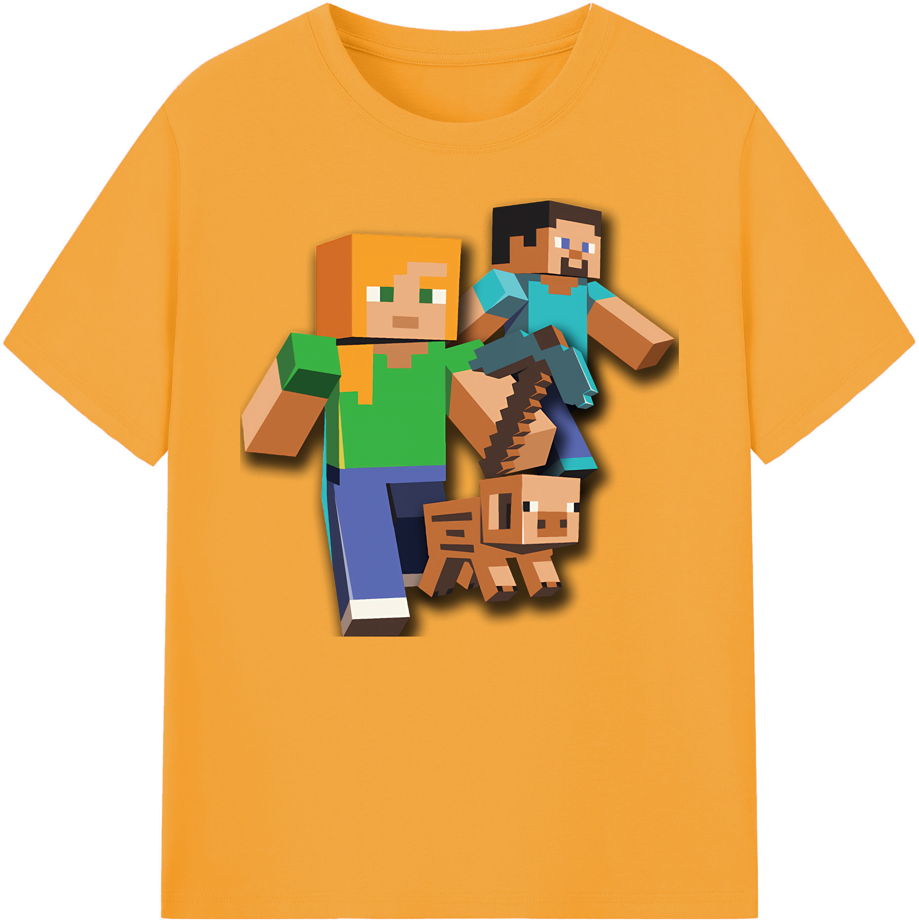（画像用） マインクラフト ブロックの世界 Minecraft MC Block world 綿100％ メンズ半袖Tシャツ｜肌触りやわらか＆通気性