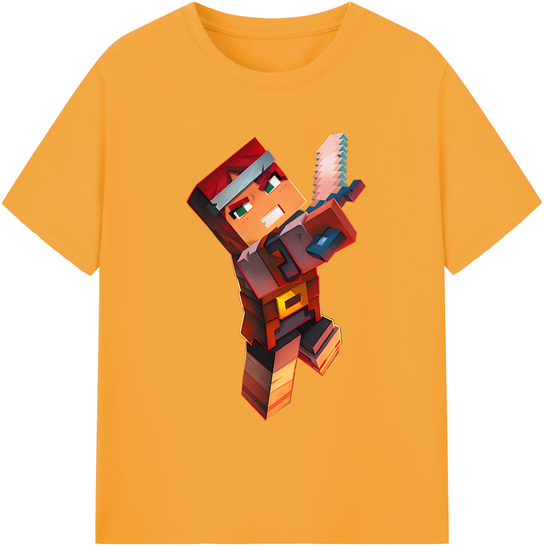 （画像用） マインクラフト ブロックの世界 Minecraft MC Block world 綿100％ メンズ半袖Tシャツ｜肌触りやわらか＆通気性