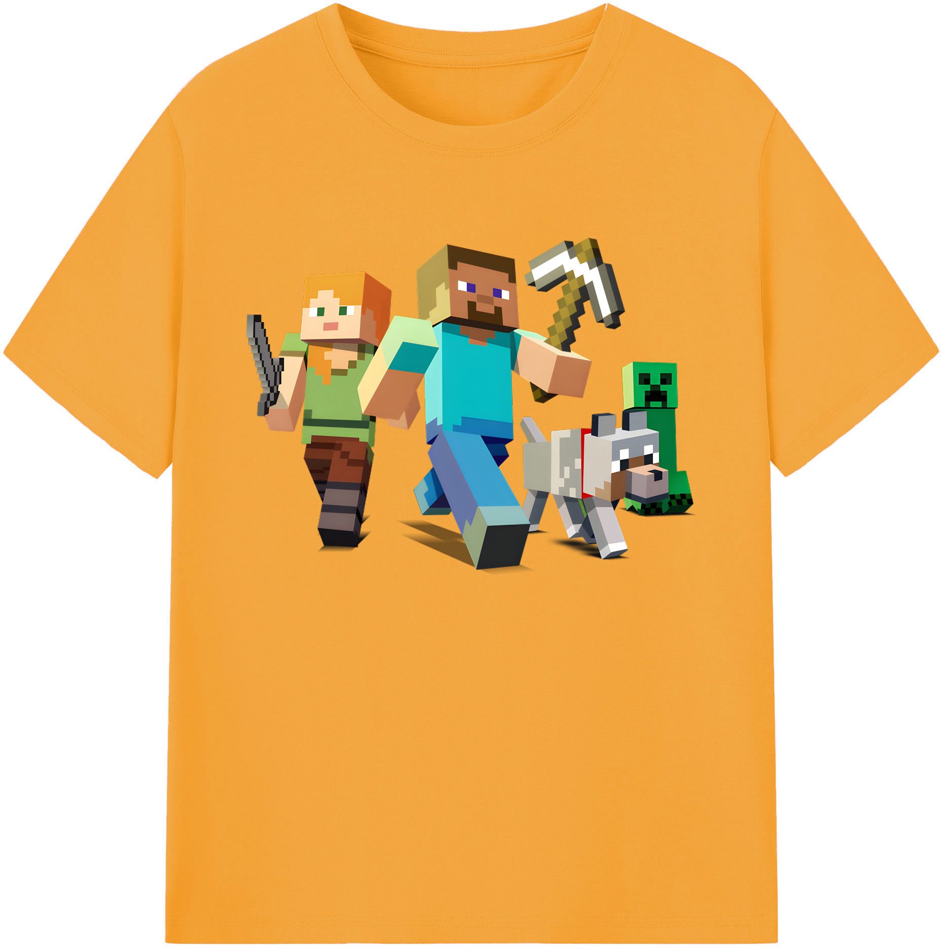 （画像用） マインクラフト ブロックの世界 Minecraft MC Block world 綿100％ メンズ半袖Tシャツ｜肌触りやわらか＆通気性