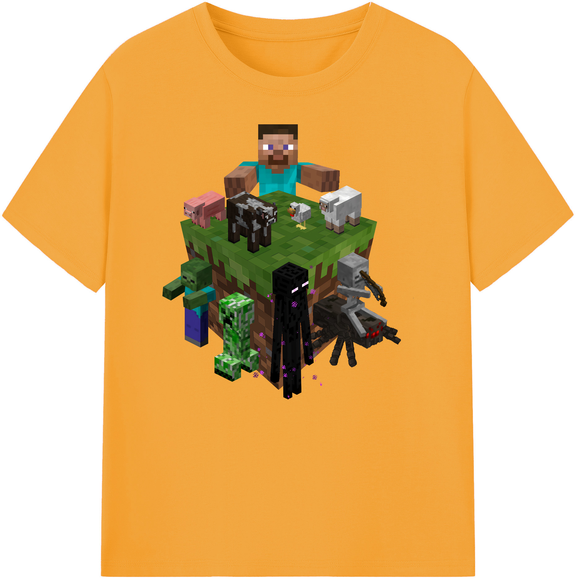 （画像用） マインクラフト ブロックの世界 Minecraft MC Block world 綿100％ メンズ半袖Tシャツ｜肌触りやわらか＆通気性