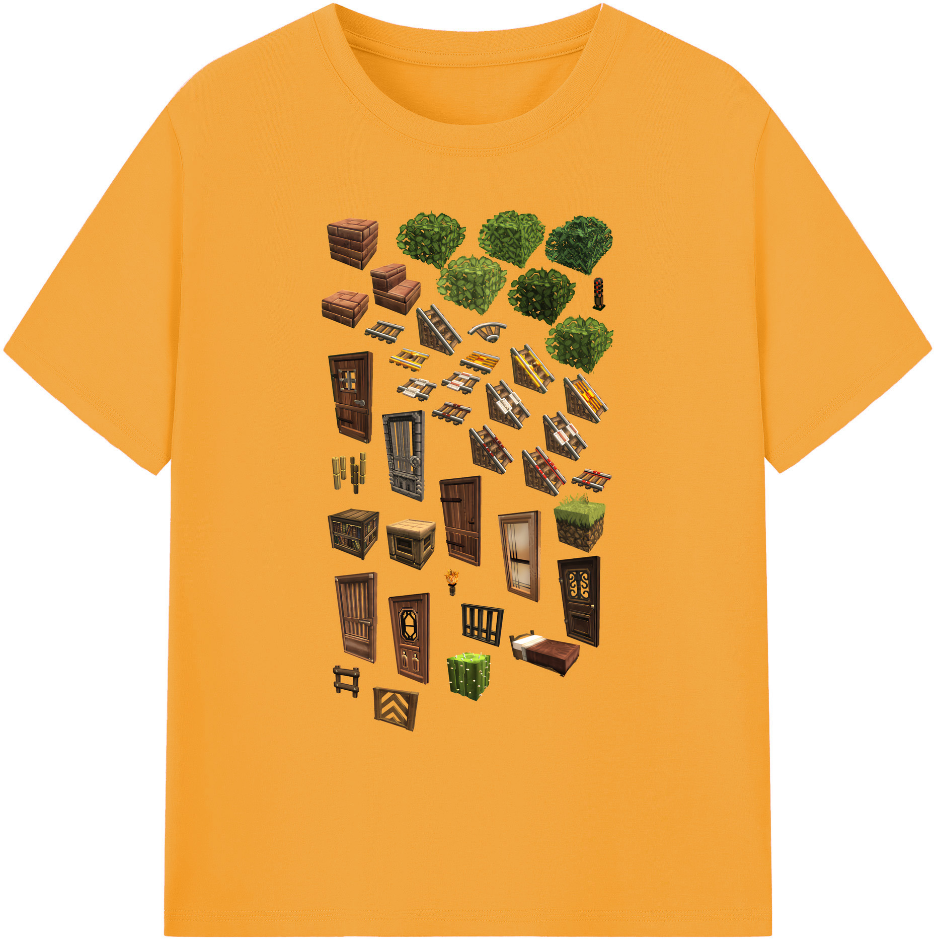 （画像用） マインクラフト ブロックの世界 Minecraft MC Block world 綿100％ メンズ半袖Tシャツ｜肌触りやわらか＆通気性