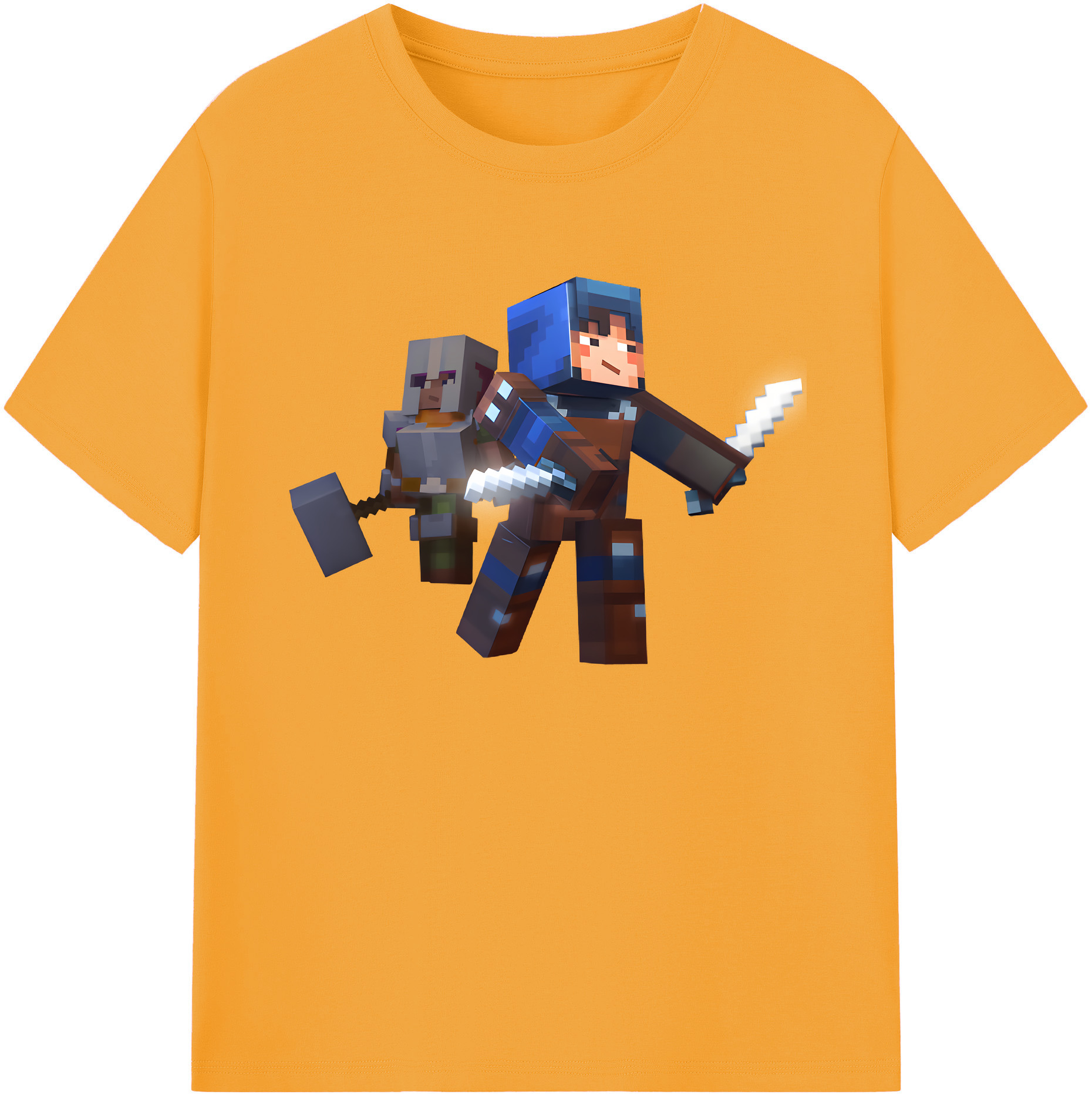 （画像用） マインクラフト ブロックの世界 Minecraft MC Block world 綿100％ メンズ半袖Tシャツ｜肌触りやわらか＆通気性