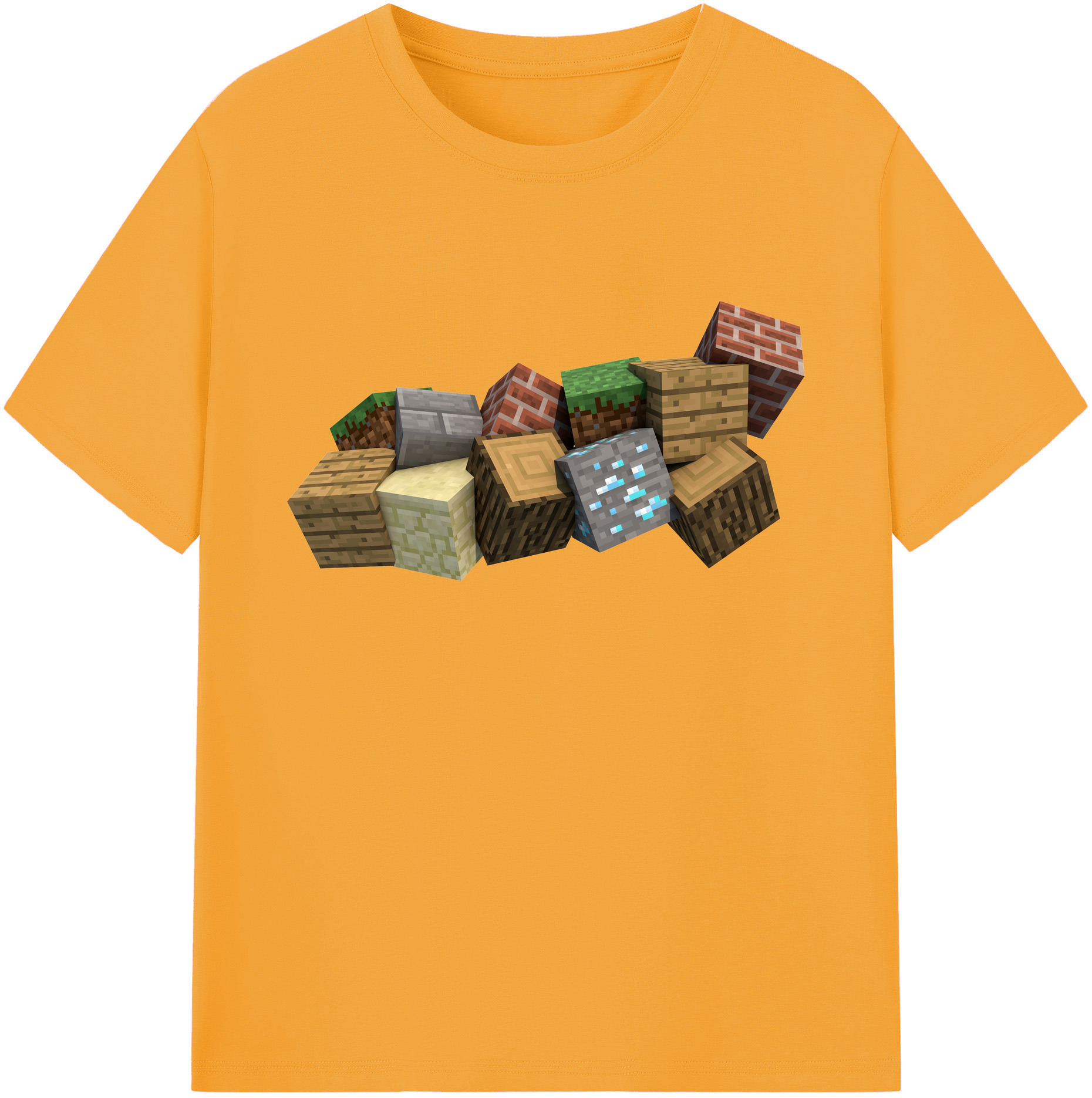 （画像用） マインクラフト ブロックの世界 Minecraft MC Block world 綿100％ メンズ半袖Tシャツ｜肌触りやわらか＆通気性