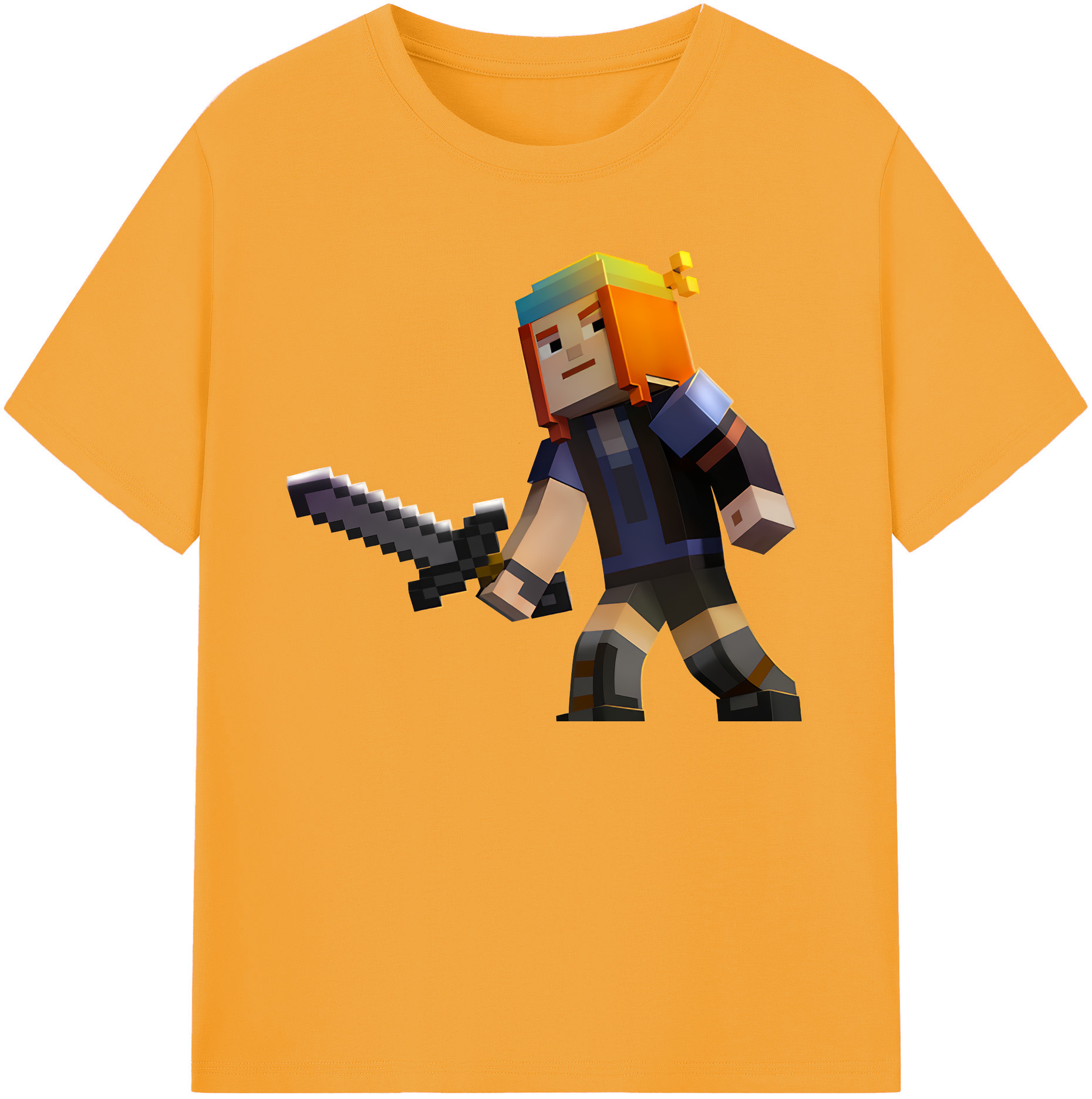 （画像用） マインクラフト ブロックの世界 Minecraft MC Block world 綿100％ メンズ半袖Tシャツ｜肌触りやわらか＆通気性