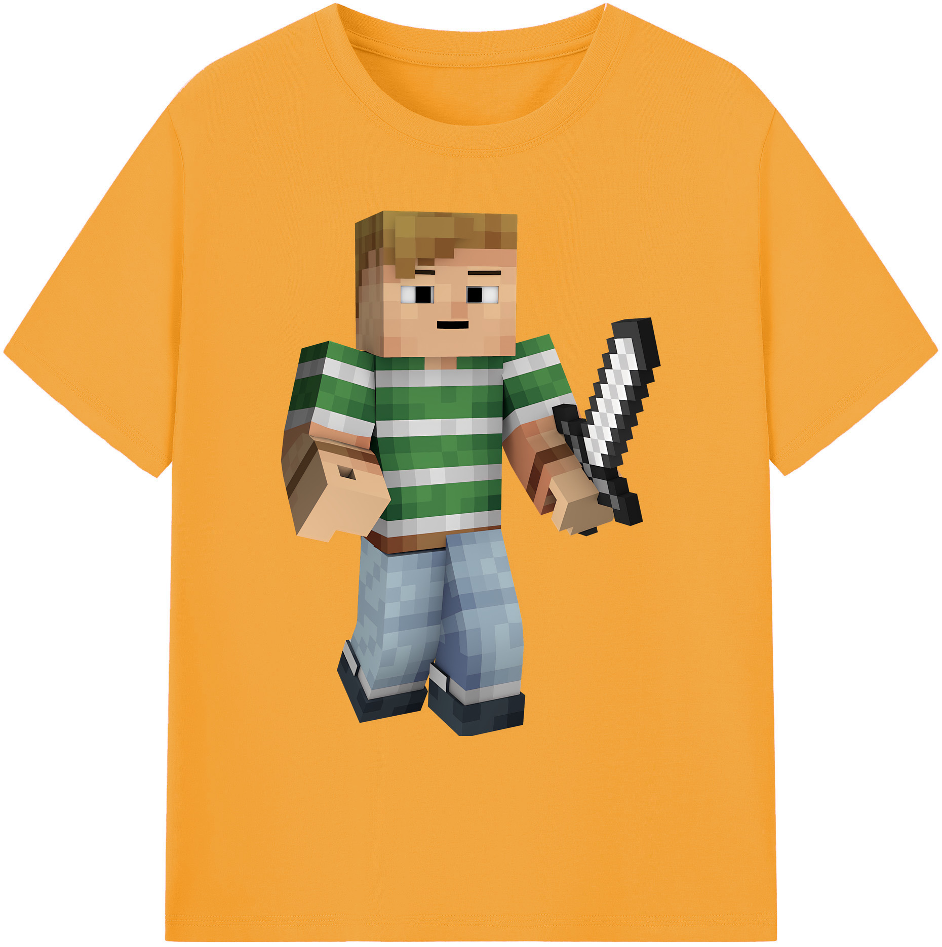 （画像用） マインクラフト ブロックの世界 Minecraft MC Block world 綿100％ メンズ半袖Tシャツ｜肌触りやわらか＆通気性