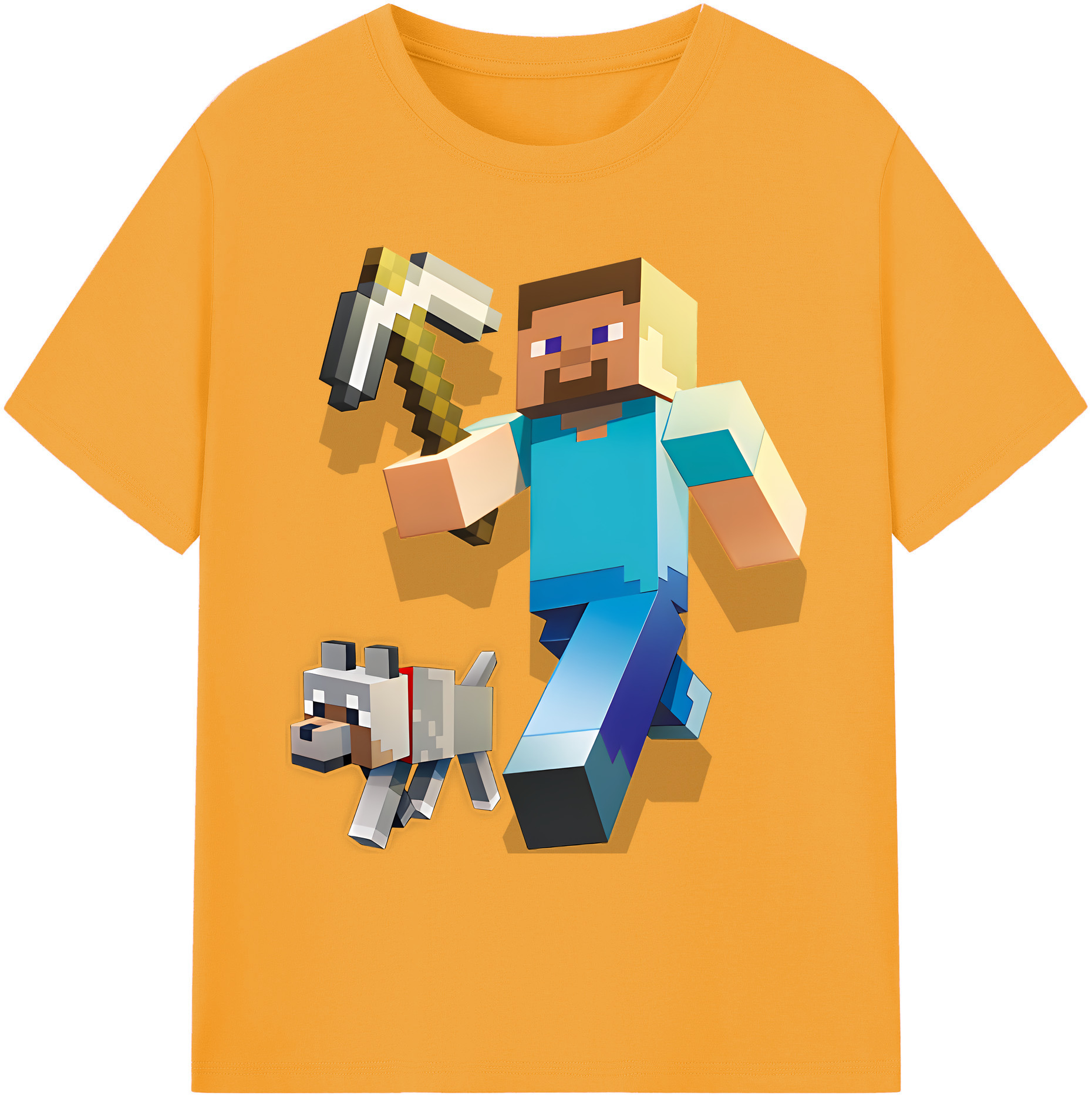 （画像用） マインクラフト ブロックの世界 Minecraft MC Block world 綿100％ メンズ半袖Tシャツ｜肌触りやわらか＆通気性
