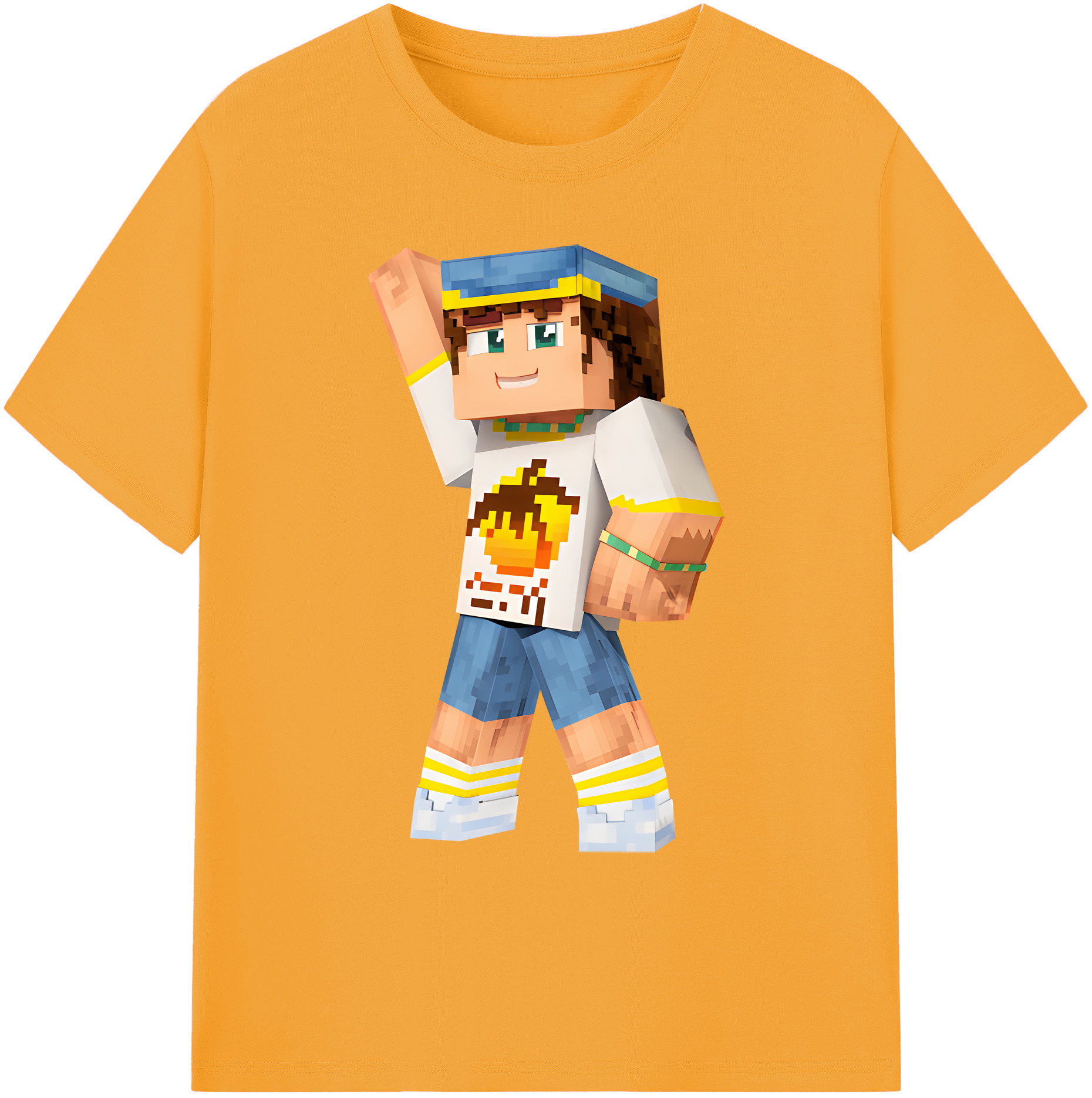 （画像用） マインクラフト ブロックの世界 Minecraft MC Block world 綿100％ メンズ半袖Tシャツ｜肌触りやわらか＆通気性
