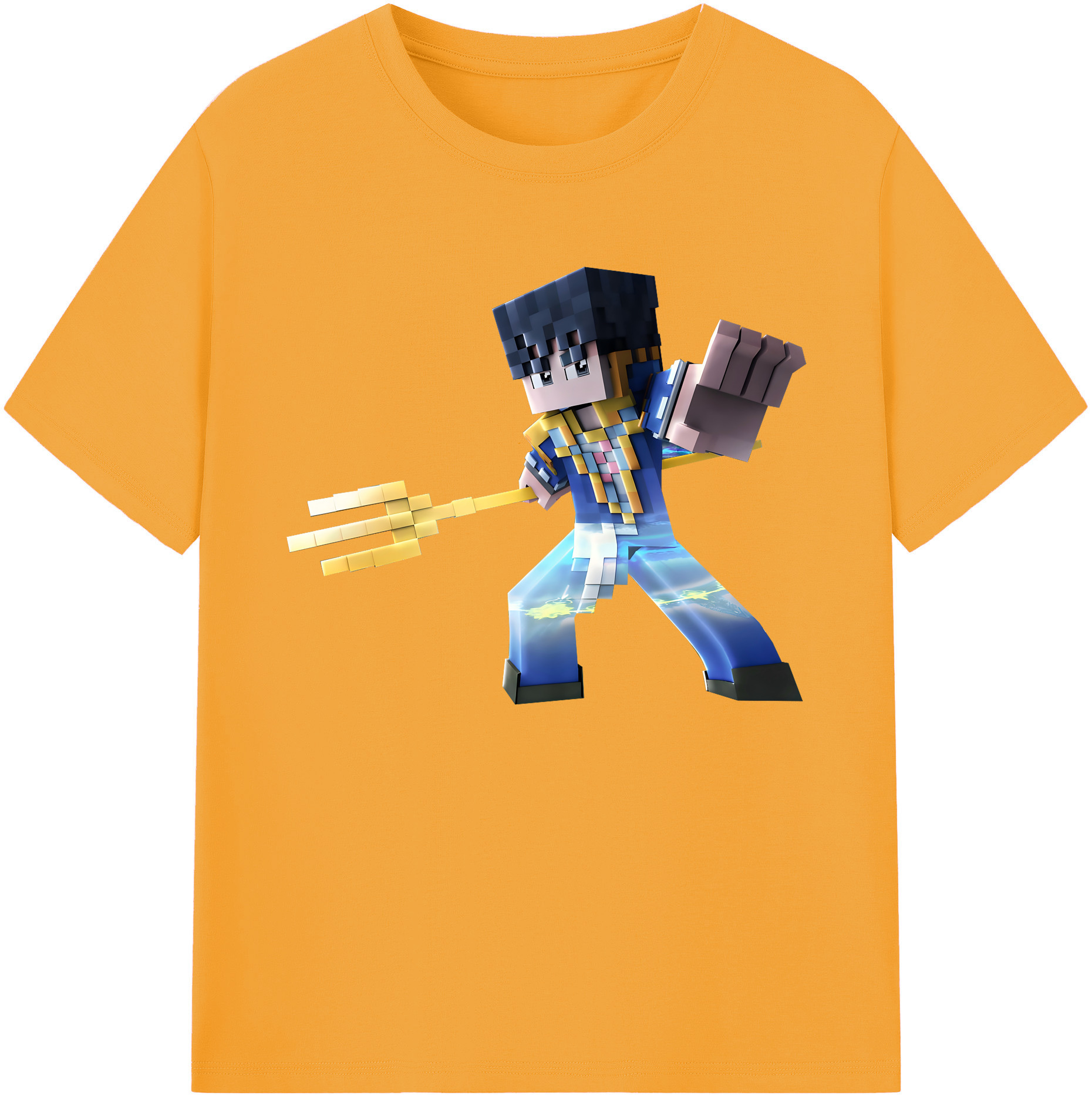 （画像用） マインクラフト ブロックの世界 Minecraft MC Block world 綿100％ メンズ半袖Tシャツ｜肌触りやわらか＆通気性