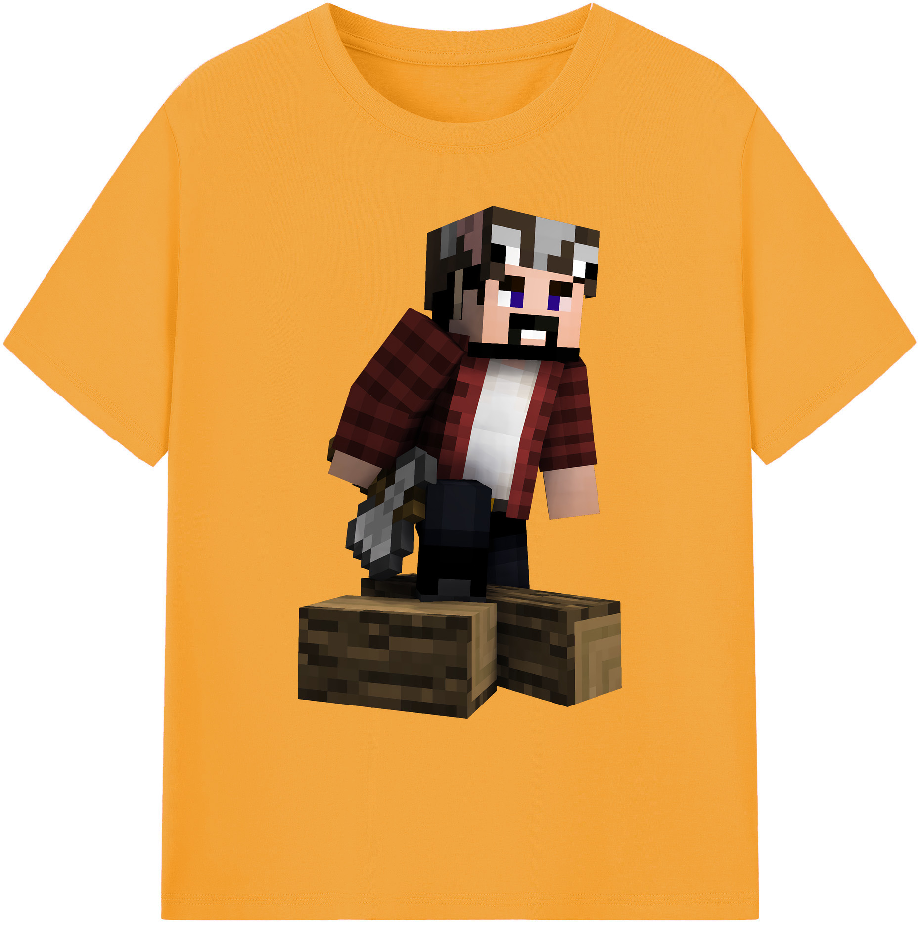 （画像用） マインクラフト ブロックの世界 Minecraft MC Block world 綿100％ メンズ半袖Tシャツ｜肌触りやわらか＆通気性