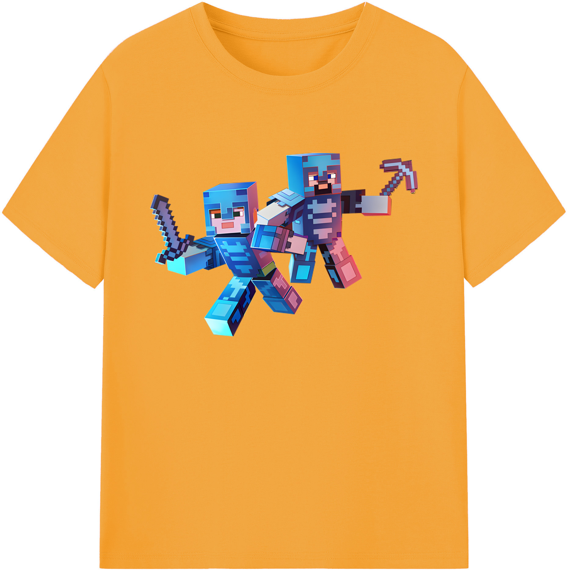 （画像用） マインクラフト ブロックの世界 Minecraft MC Block world 綿100％ メンズ半袖Tシャツ｜肌触りやわらか＆通気性