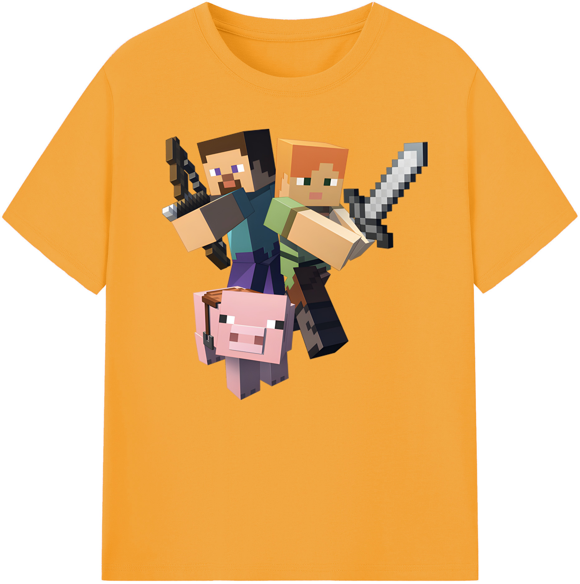 （画像用） マインクラフト ブロックの世界 Minecraft MC Block world 綿100％ メンズ半袖Tシャツ｜肌触りやわらか＆通気性