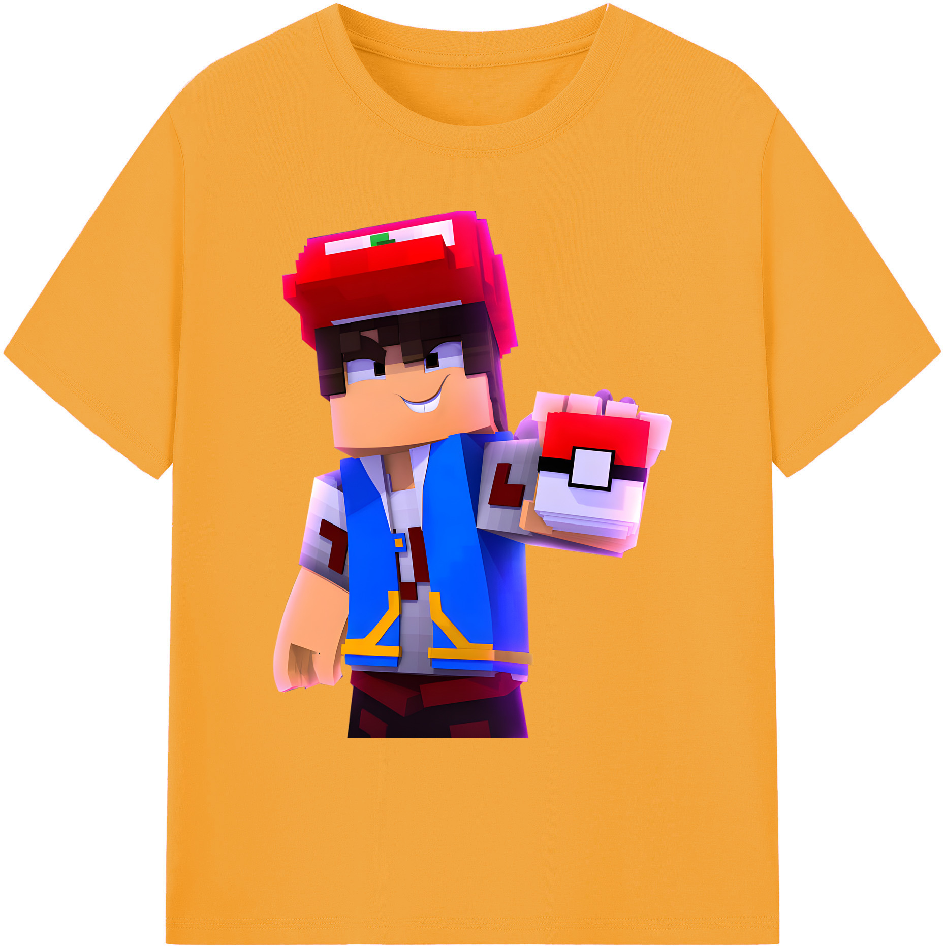 （画像用） マインクラフト ブロックの世界 Minecraft MC Block world 綿100％ メンズ半袖Tシャツ｜肌触りやわらか＆通気性