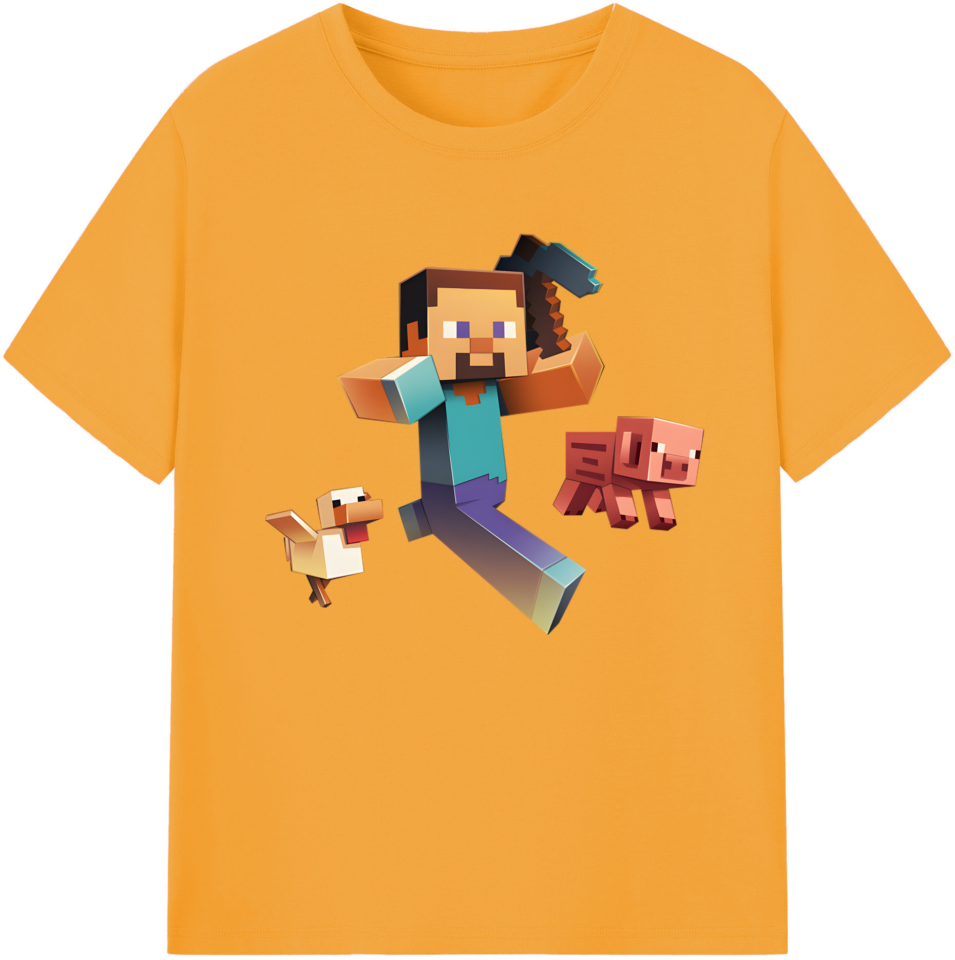 （画像用） マインクラフト ブロックの世界 Minecraft MC Block world 綿100％ メンズ半袖Tシャツ｜肌触りやわらか＆通気性