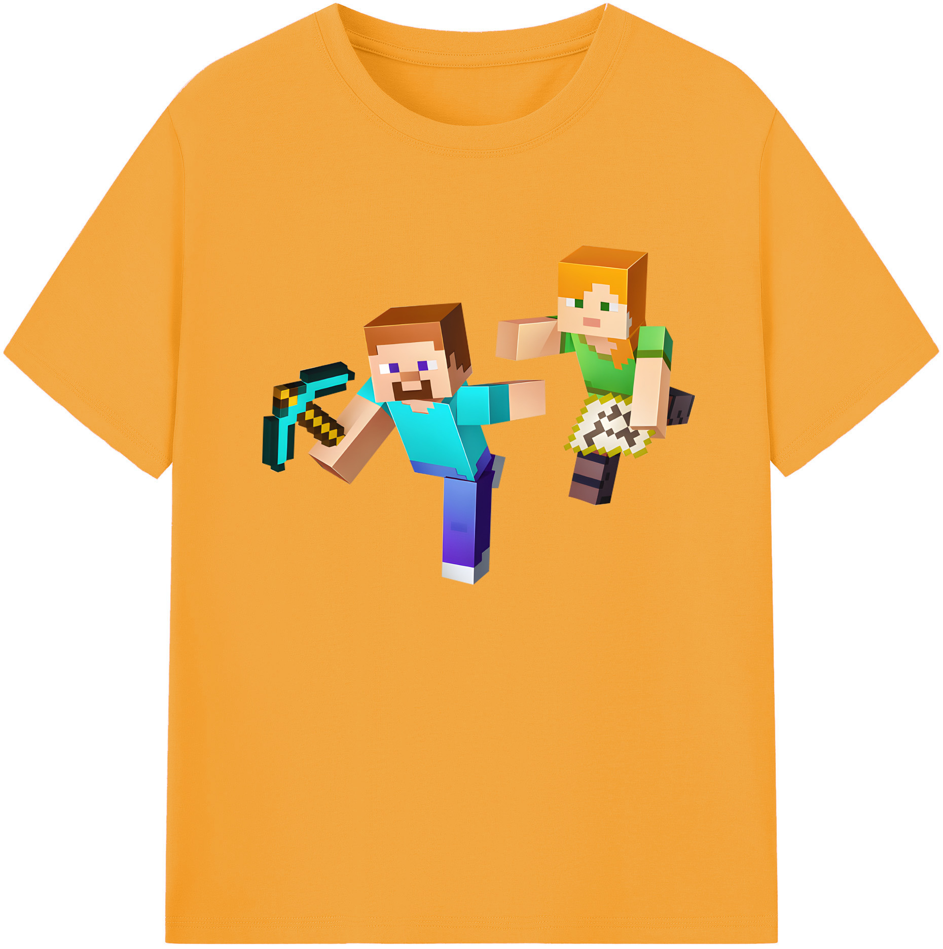 （画像用） マインクラフト ブロックの世界 Minecraft MC Block world 綿100％ メンズ半袖Tシャツ｜肌触りやわらか＆通気性