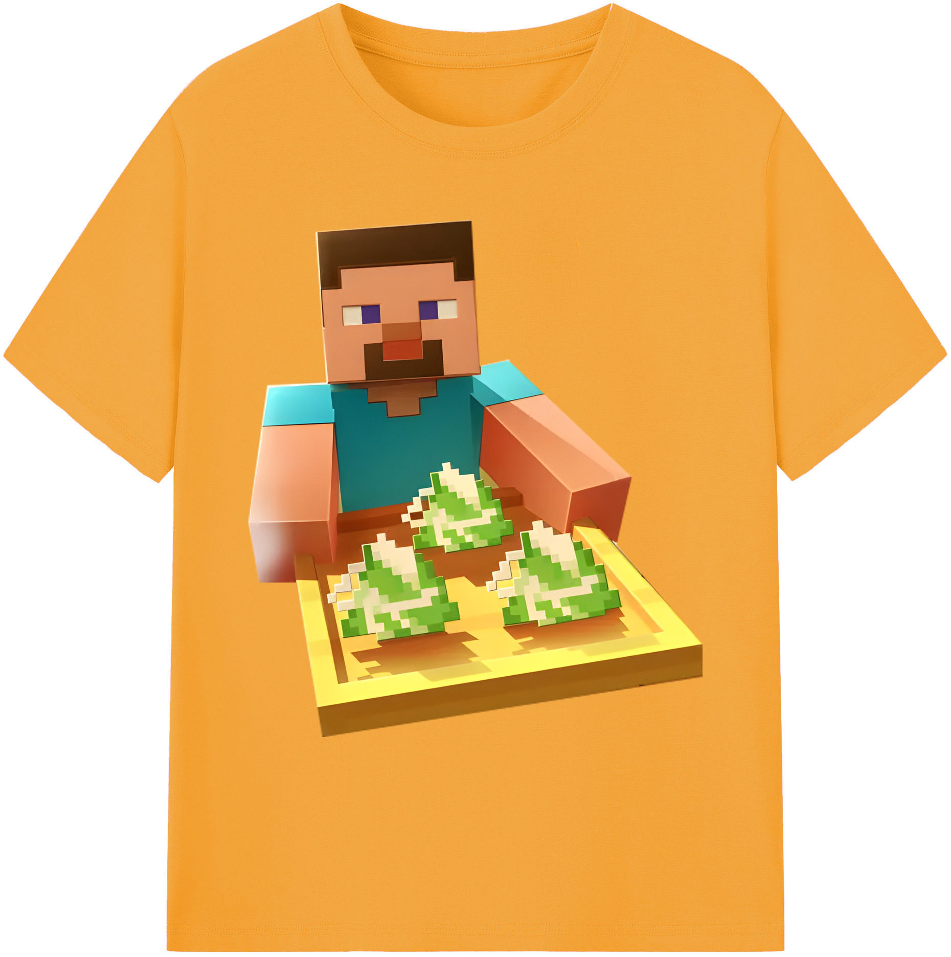 （画像用） マインクラフト ブロックの世界 Minecraft MC Block world 綿100％ メンズ半袖Tシャツ｜肌触りやわらか＆通気性