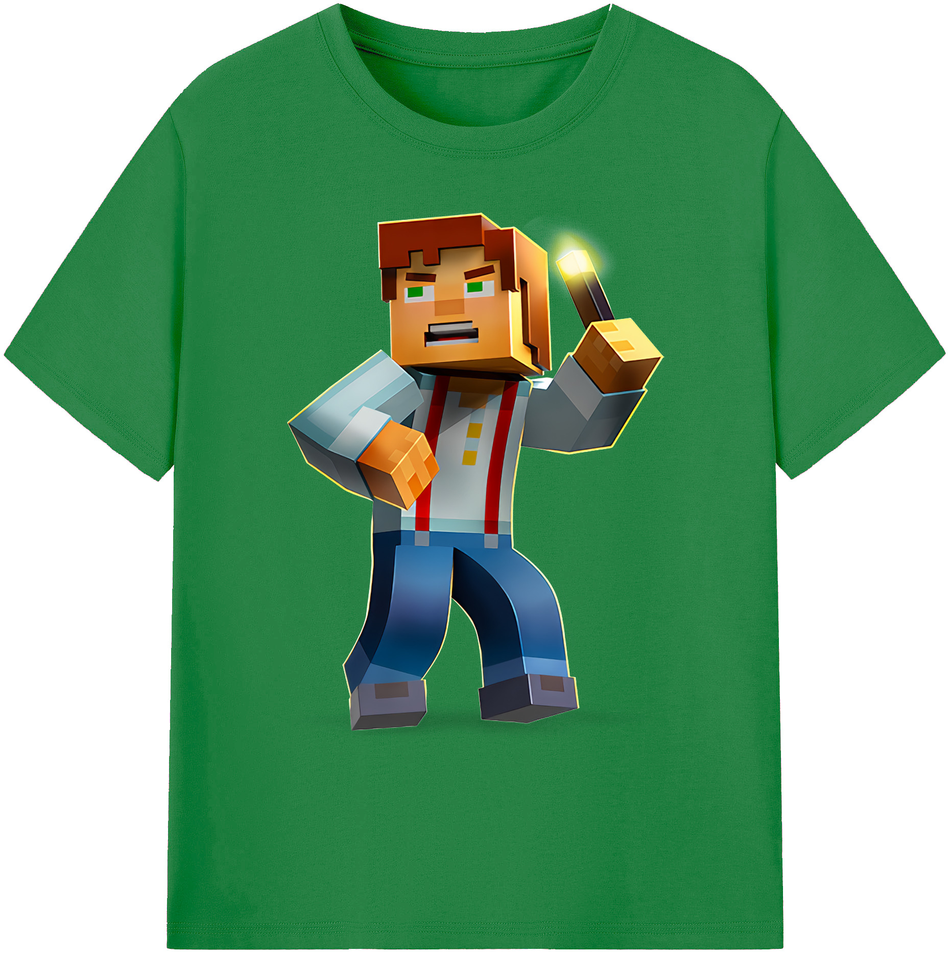 （画像用） マインクラフト ブロックの世界 Minecraft MC Block world 綿100％ メンズ半袖Tシャツ｜肌触りやわらか＆通気性